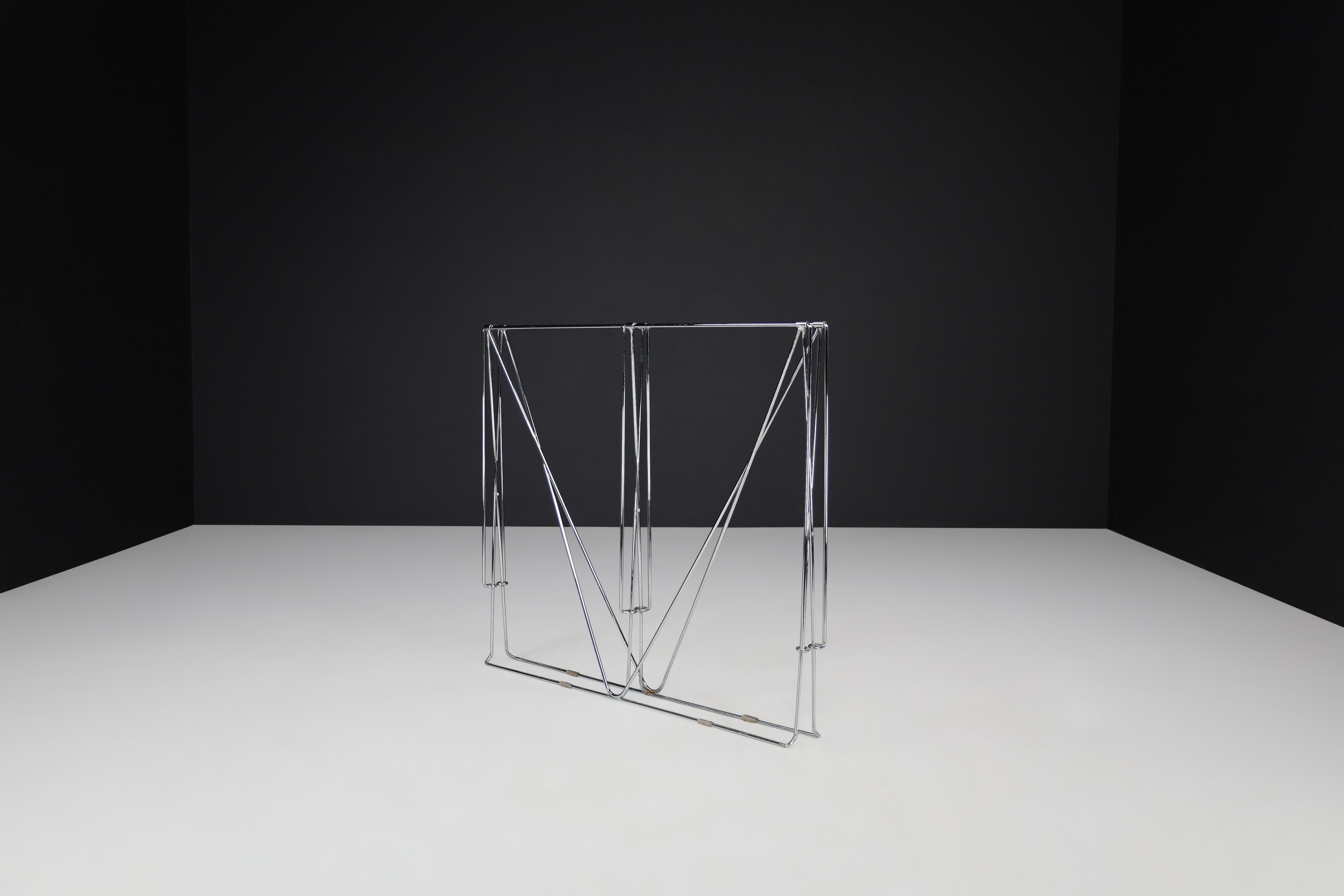 Max Sauze Modern Architectural Folding Metal Table, France, 1970s For Sale 5