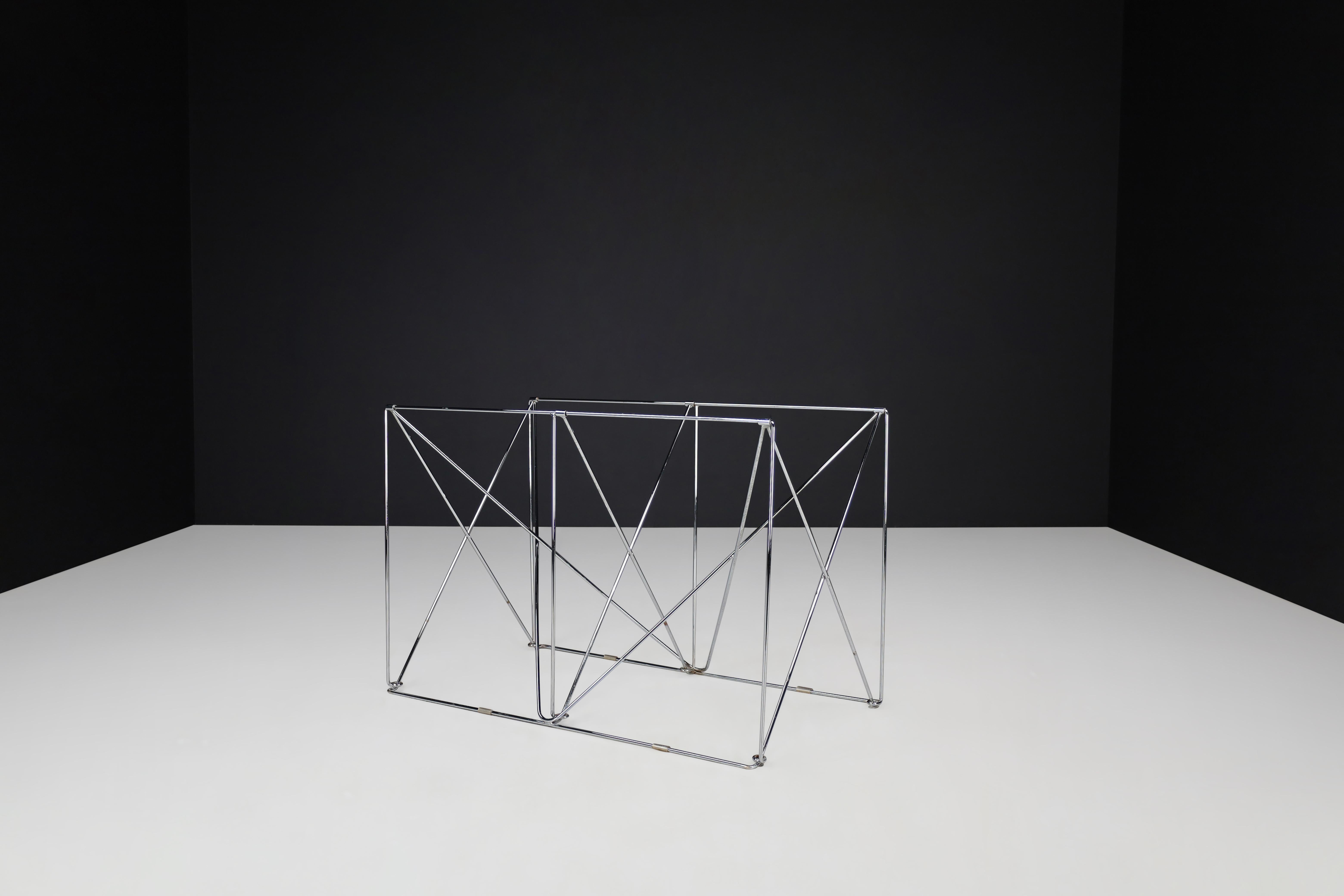 Max Sauze Modern Architectural Folding Metal Table, France, 1970s For Sale 7