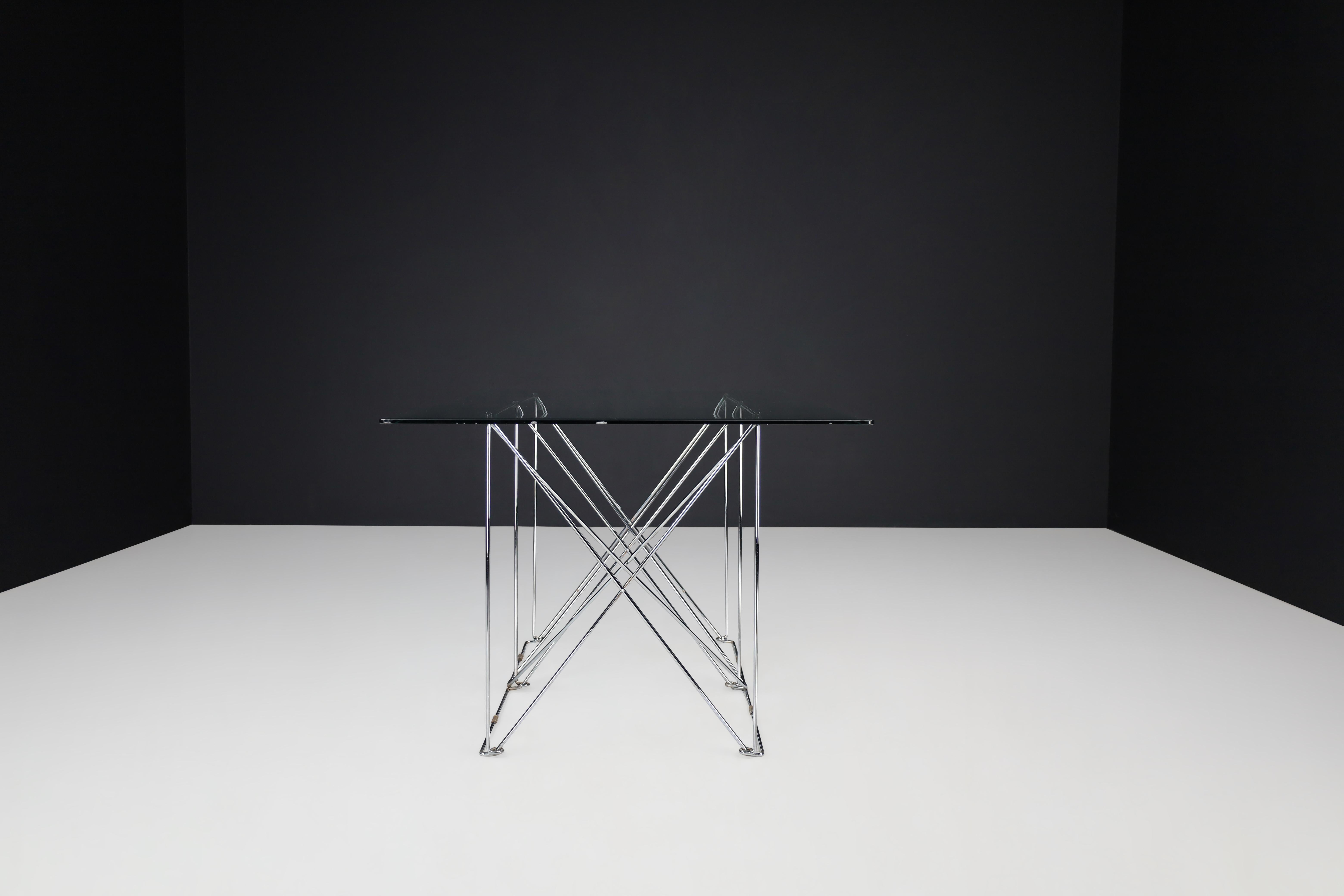 Max Sauze Modern Architectural Folding Metal Table, France, 1970s For Sale 10