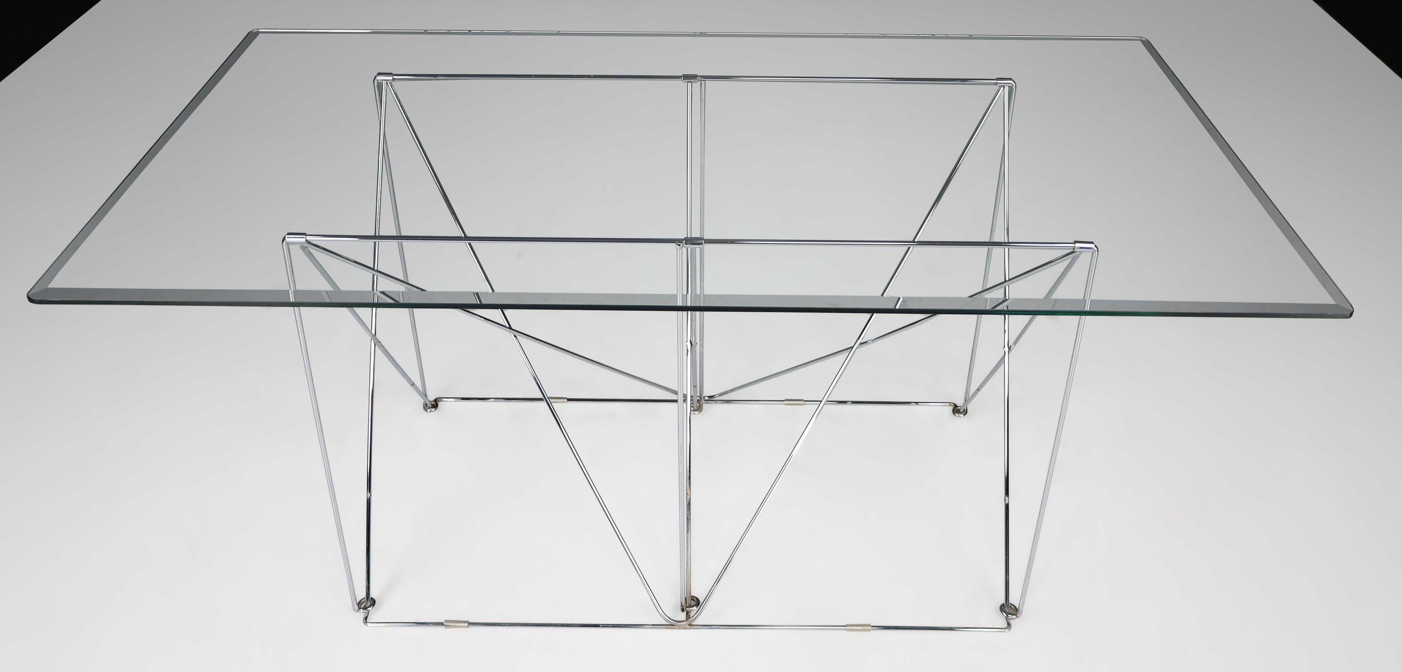 20th Century Max Sauze Modern Architectural Folding Metal Table, France, 1970s For Sale