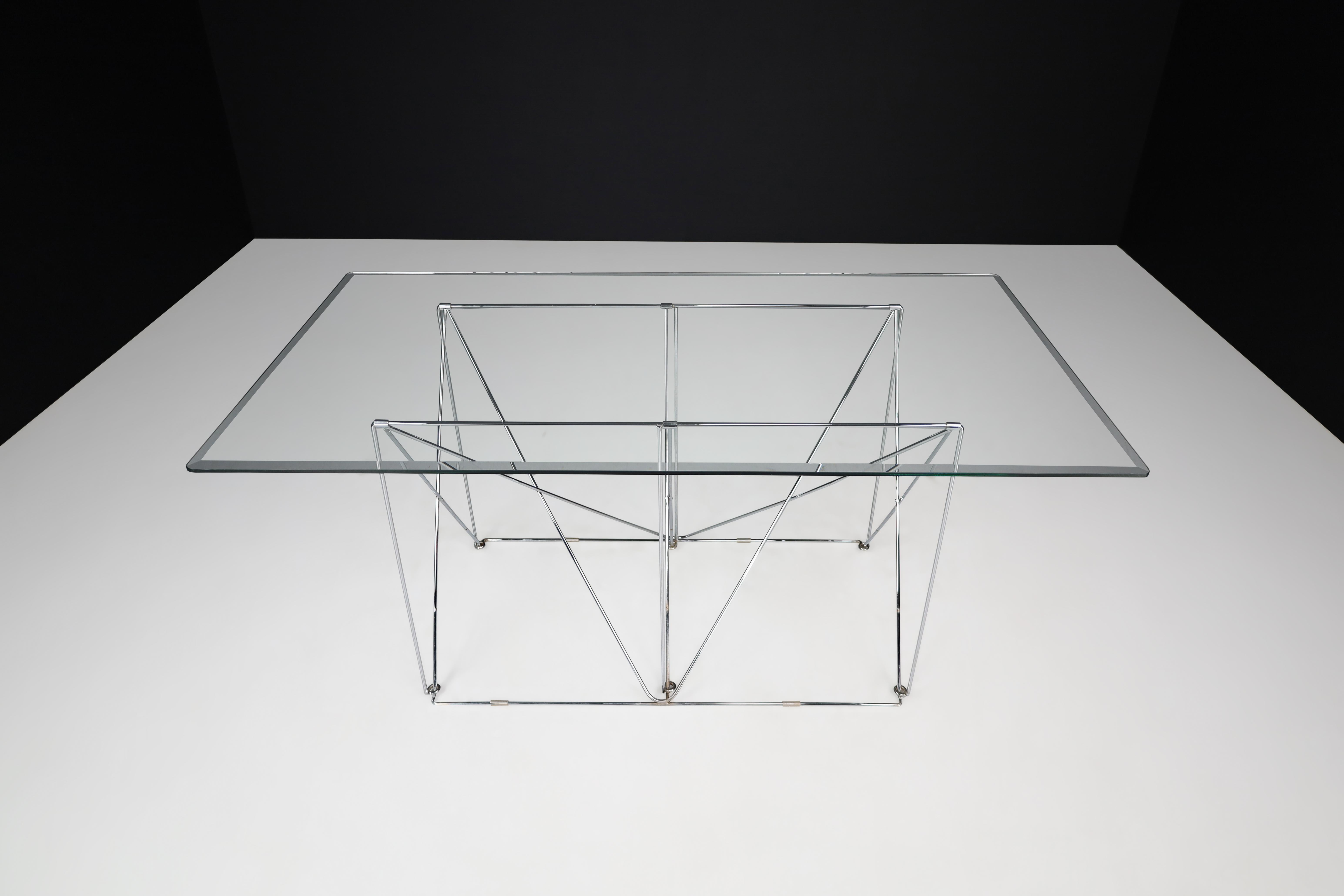 Max Sauze Modern Architectural Folding Metal Table, France, 1970s For Sale 1