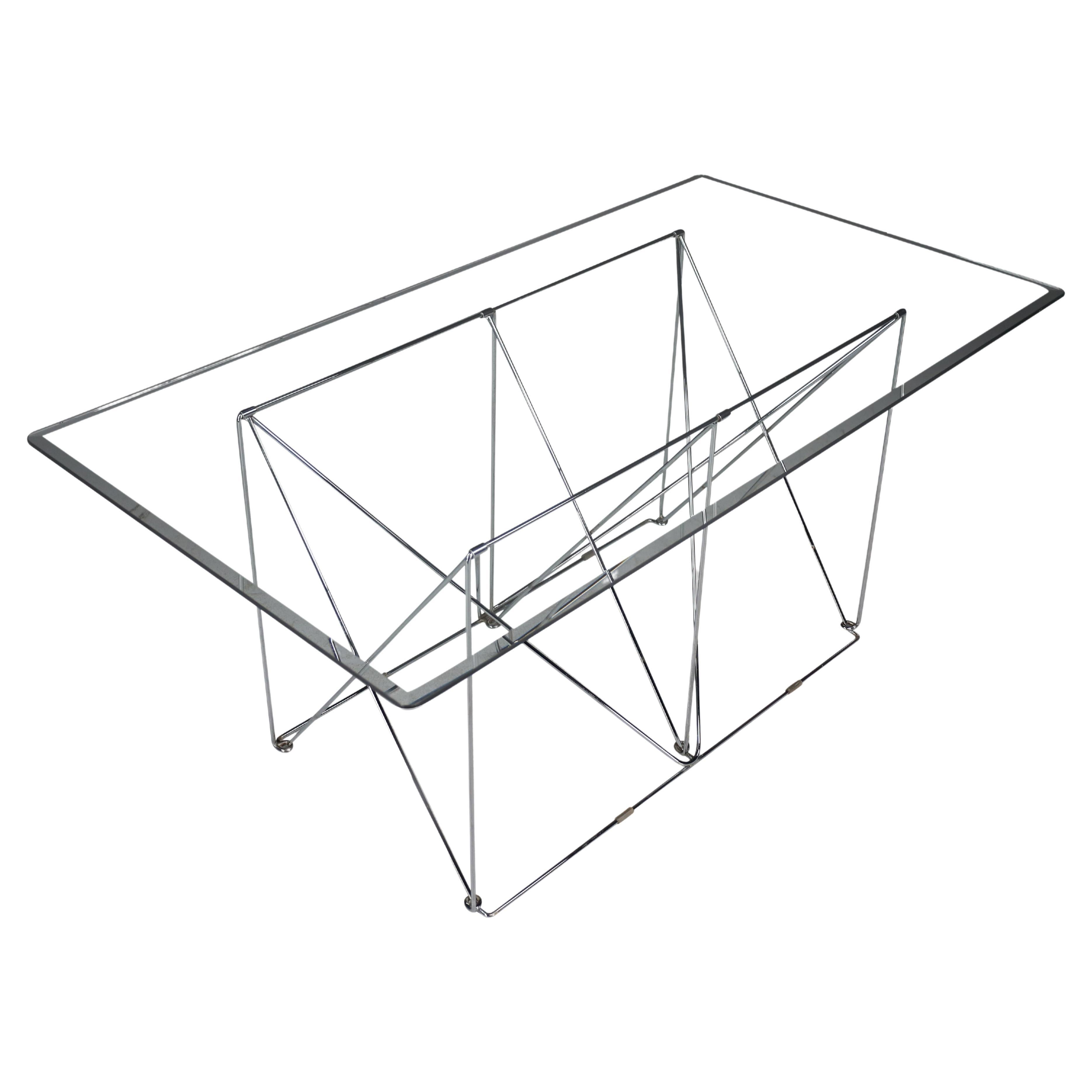 Max Sauze Modern Architectural Folding Metal Table, France, 1970s For Sale