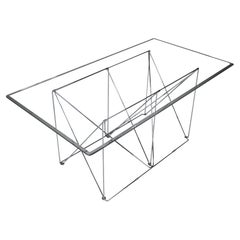 Max Sauze Modern Architectural Folding Metal Table, France, 1970s