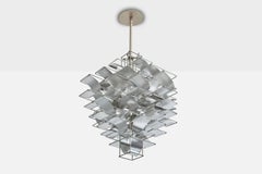 Max Sauze, Lámpara colgante, Aluminio, Acero, Francia, 1970s