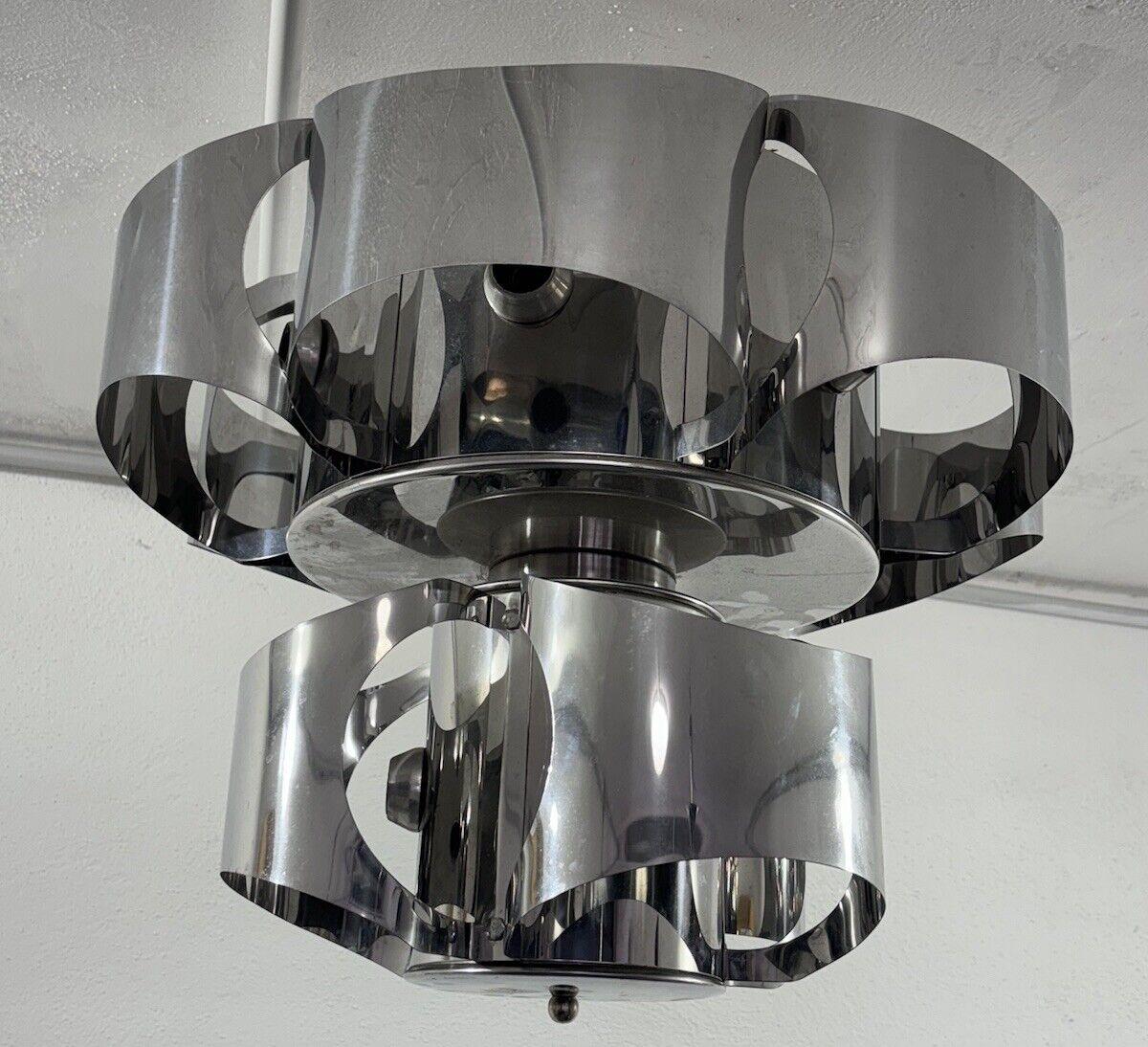 Italian Lampadario stile Max Sauze 9 Luci Acciaio Design Modernariato
