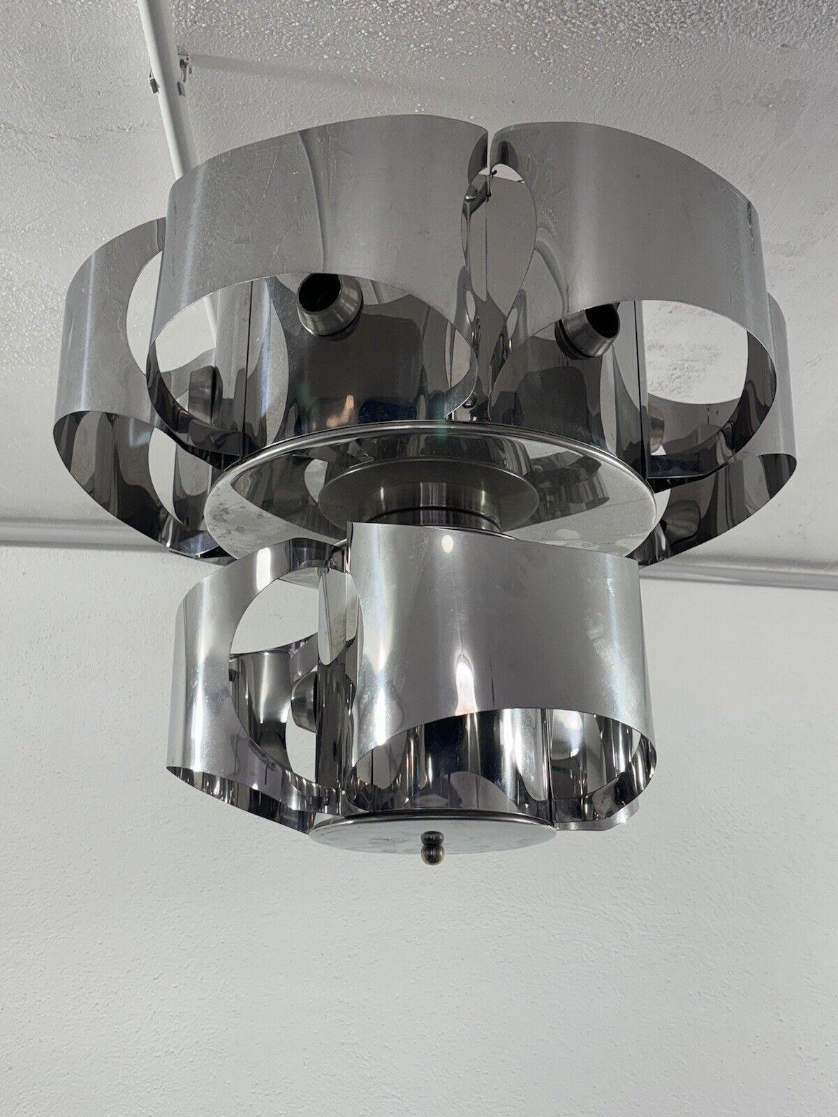 Lampadario stile Max Sauze 9 Luci Acciaio Design Modernariato In condizioni buone a Taranto, IT