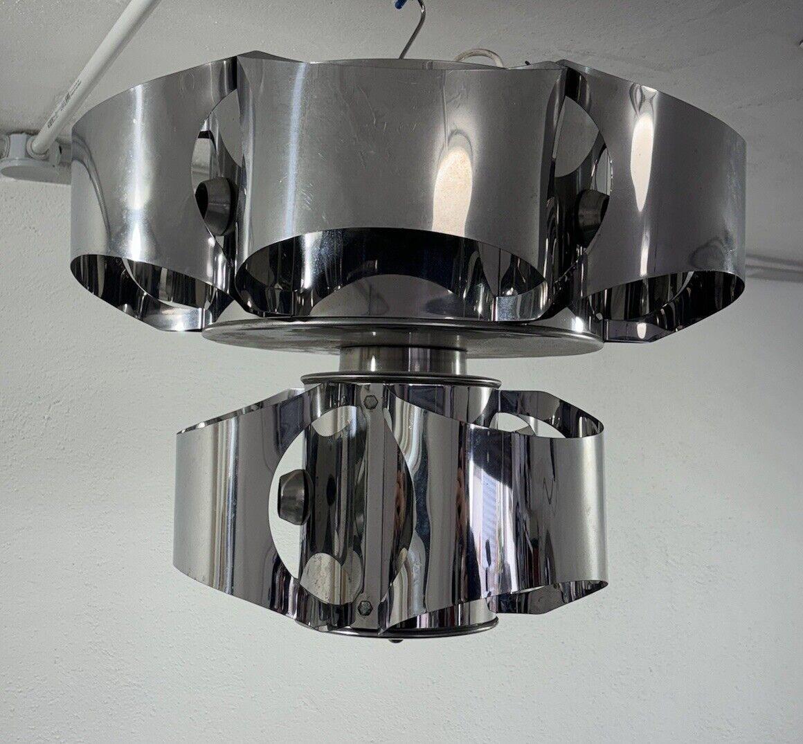 Lampadario stile Max Sauze 9 Luci Acciaio Design Modernariato 1