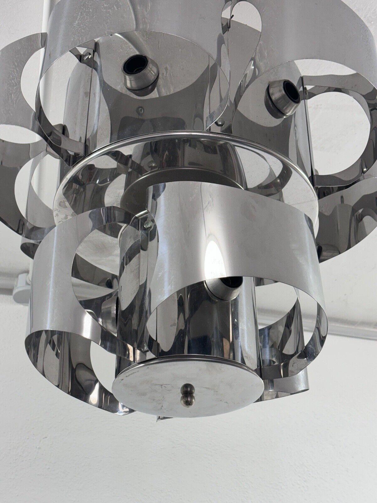 Lampadario stile Max Sauze 9 Luci Acciaio Design Modernariato 2