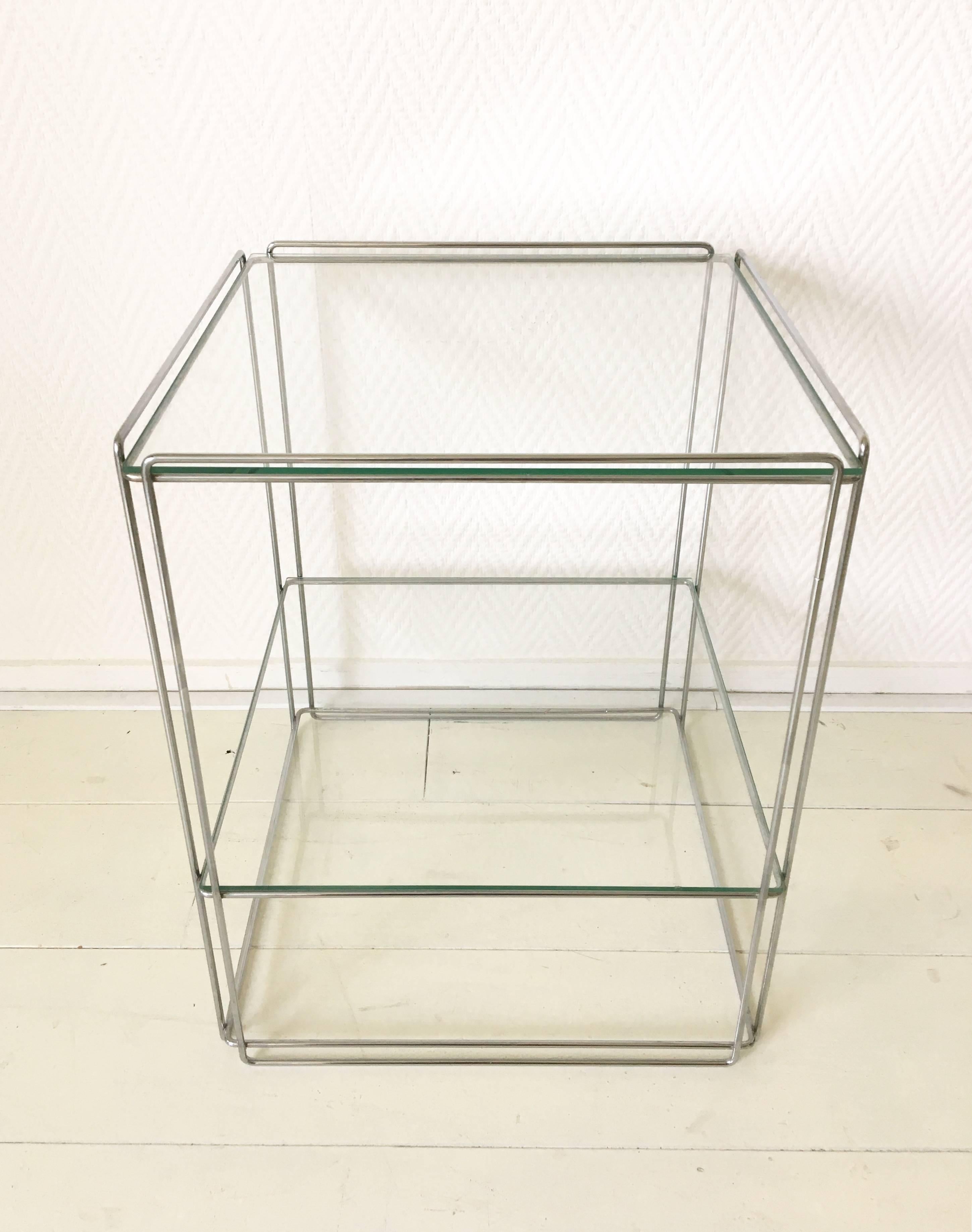 French Max Sauze Two-Tiered Silver Side Table, circa 1960s
