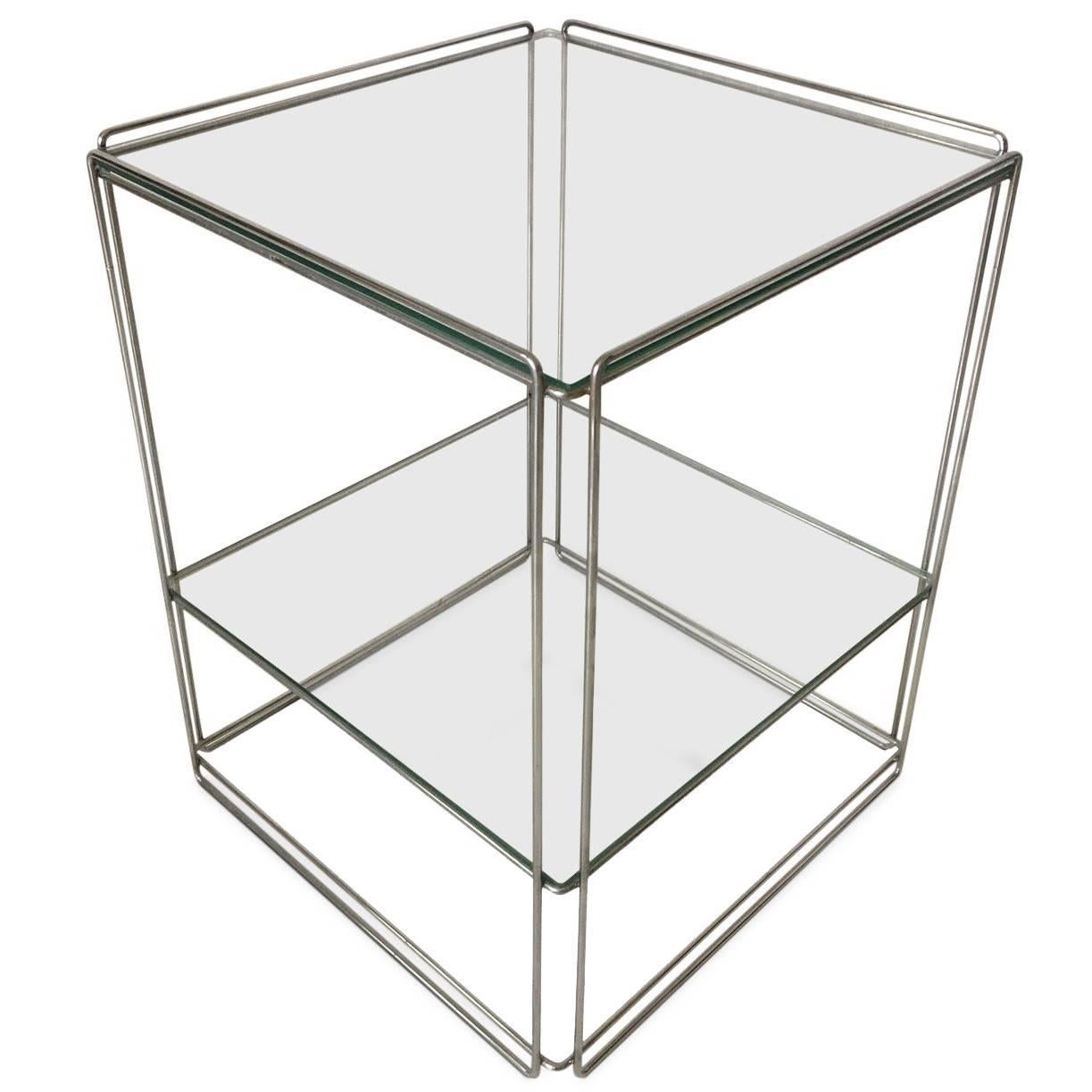 Max Sauze Two-Tiered Silver Side Table, circa 1960s