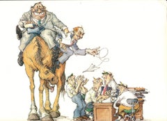 1985 Max Schweber 'High Horse' Litografia contemporanea multicolore e marrone