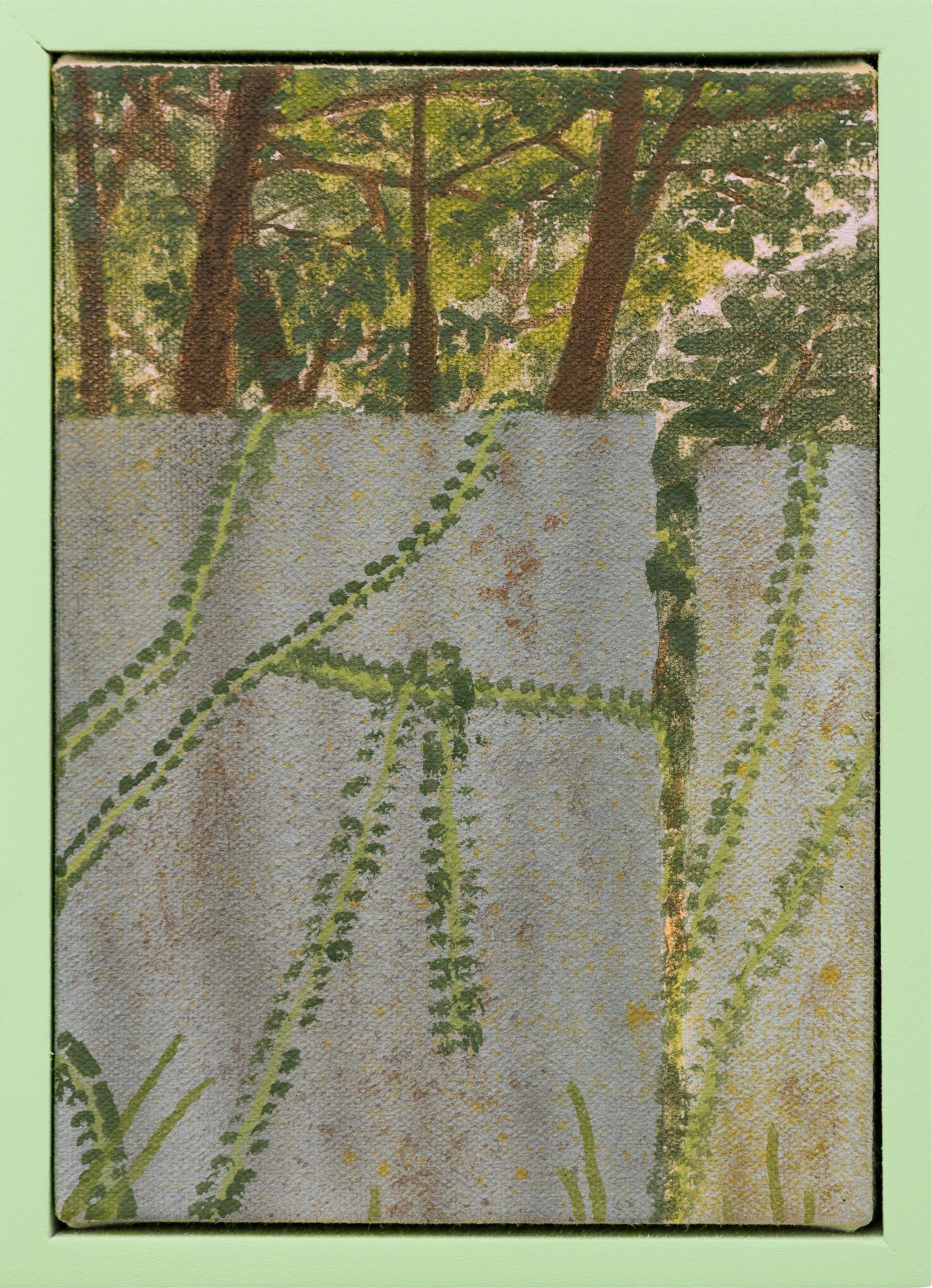 "Blocked" Small Landscape with Sheet Metal in Artist-Made Frame