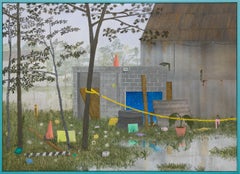 "Mist" City Landscape with Flowers and Construction Equipment by Max Seckel