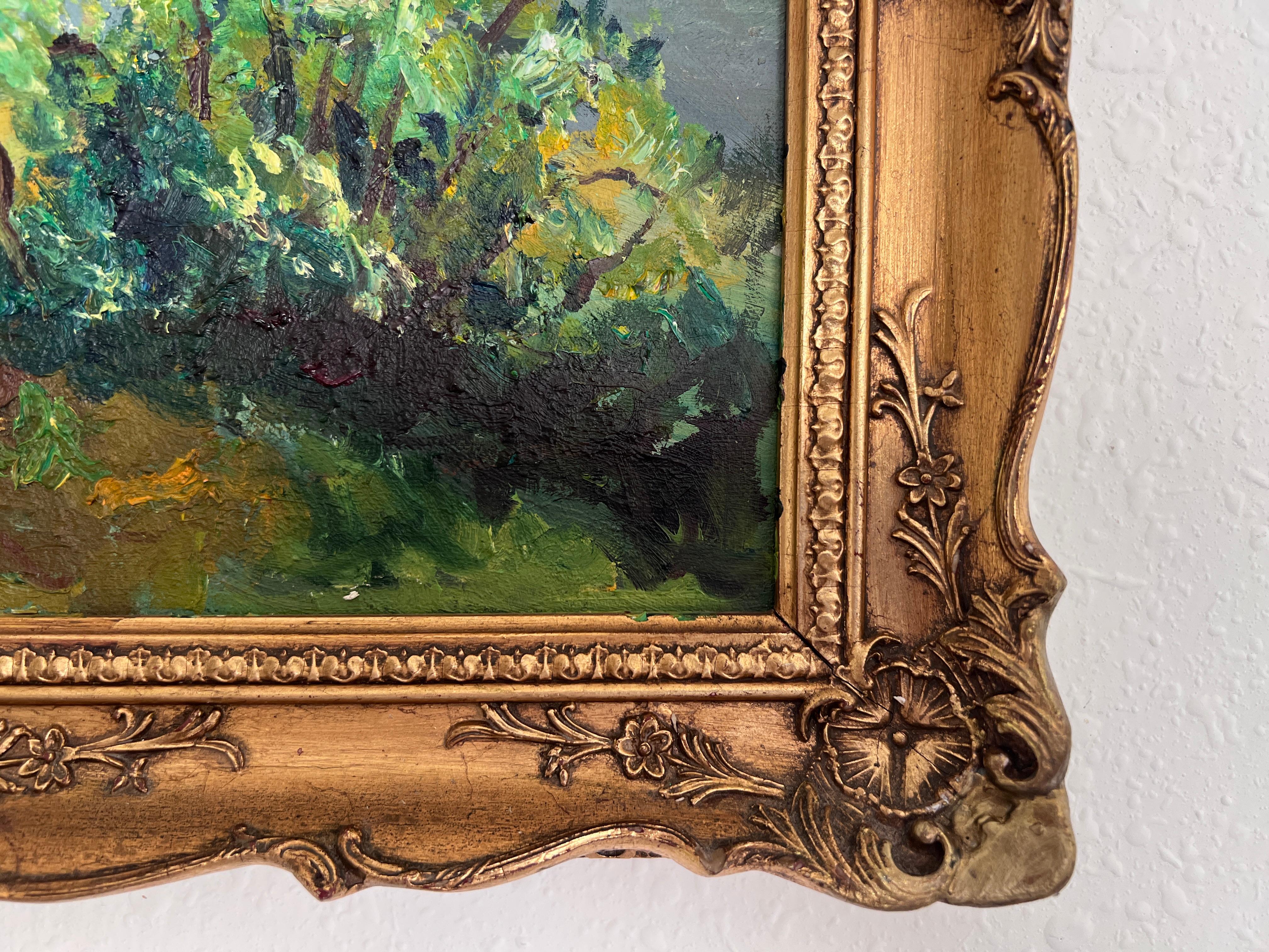 Vintage Landscape Oil Painting – Landscape by Max Shekhter (b. 1938), Gold Frame For Sale 6