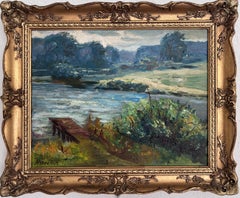Vintage Landscape Oil Painting – Landscape by Max Shekhter (b. 1938), Gold Frame