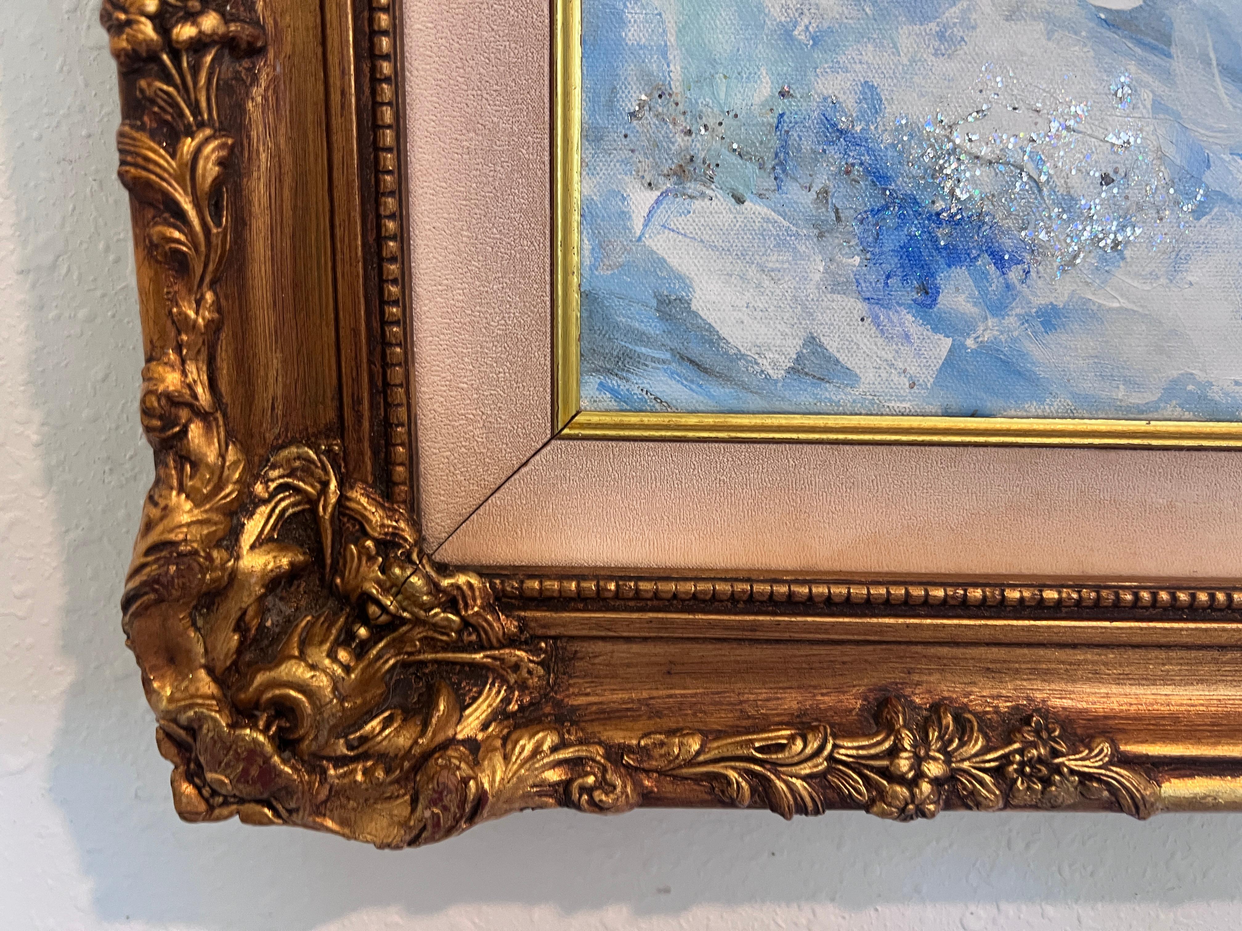 Winter Troika Ride – Original Oil Painting by Max Shekhter (b. 1938) Gold Frame For Sale 3