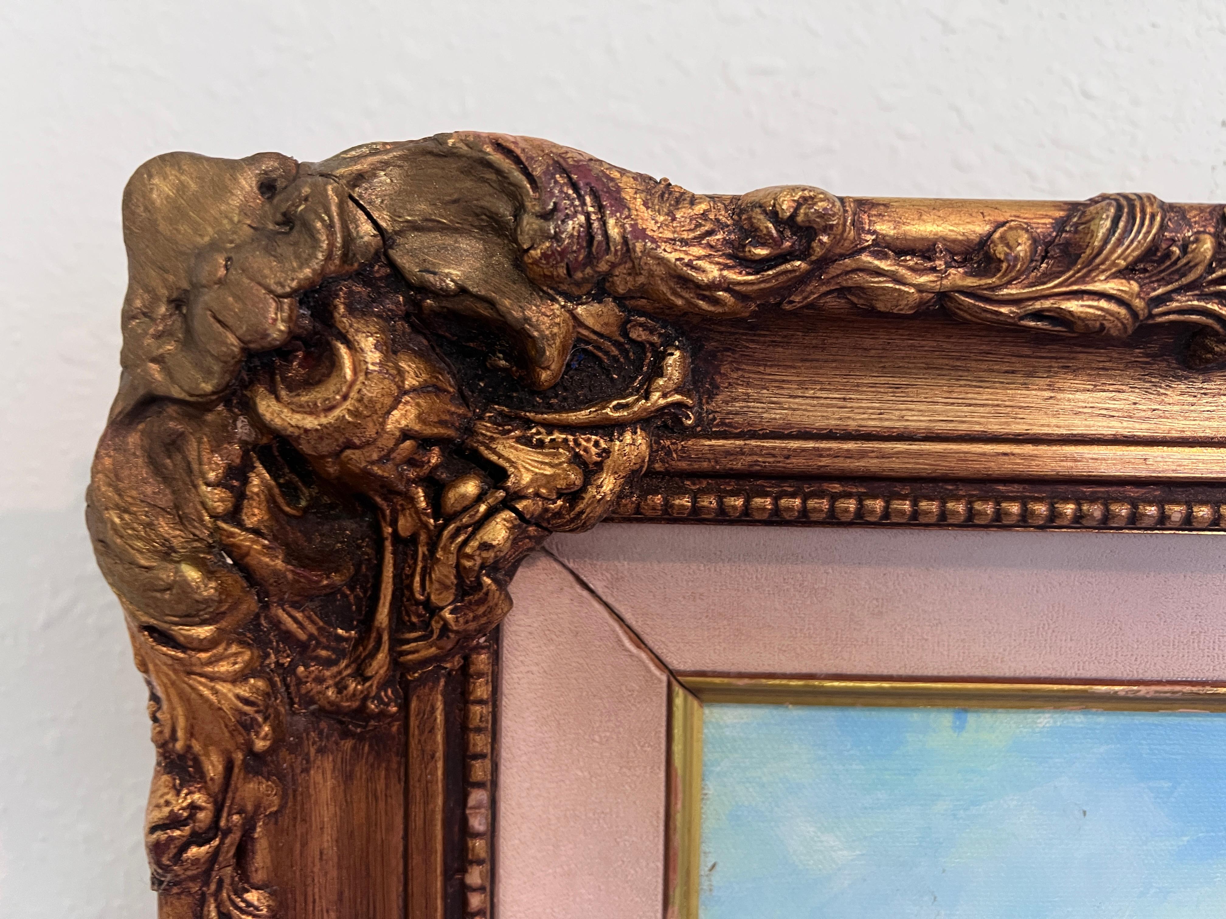 Winter Troika Ride – Original Oil Painting by Max Shekhter (b. 1938) Gold Frame For Sale 4