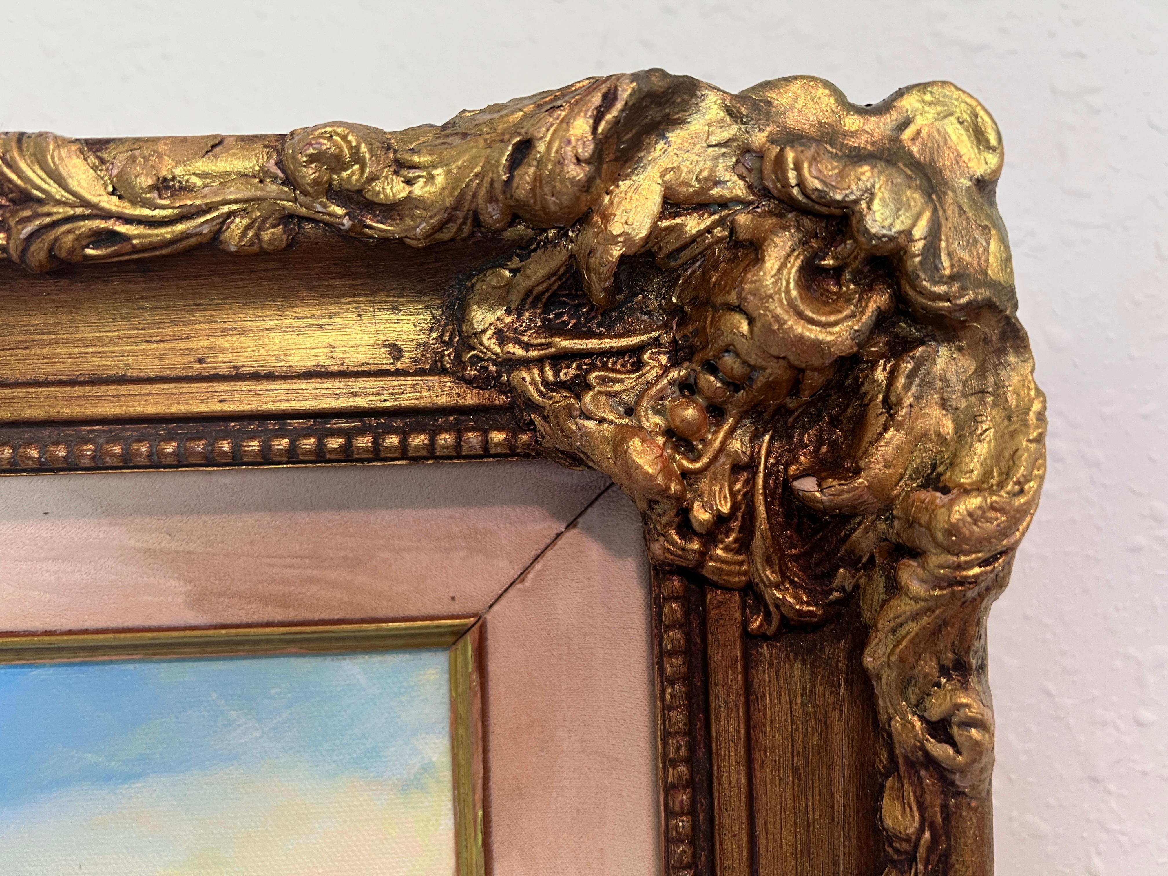 Winter Troika Ride – Original Oil Painting by Max Shekhter (b. 1938) Gold Frame For Sale 5