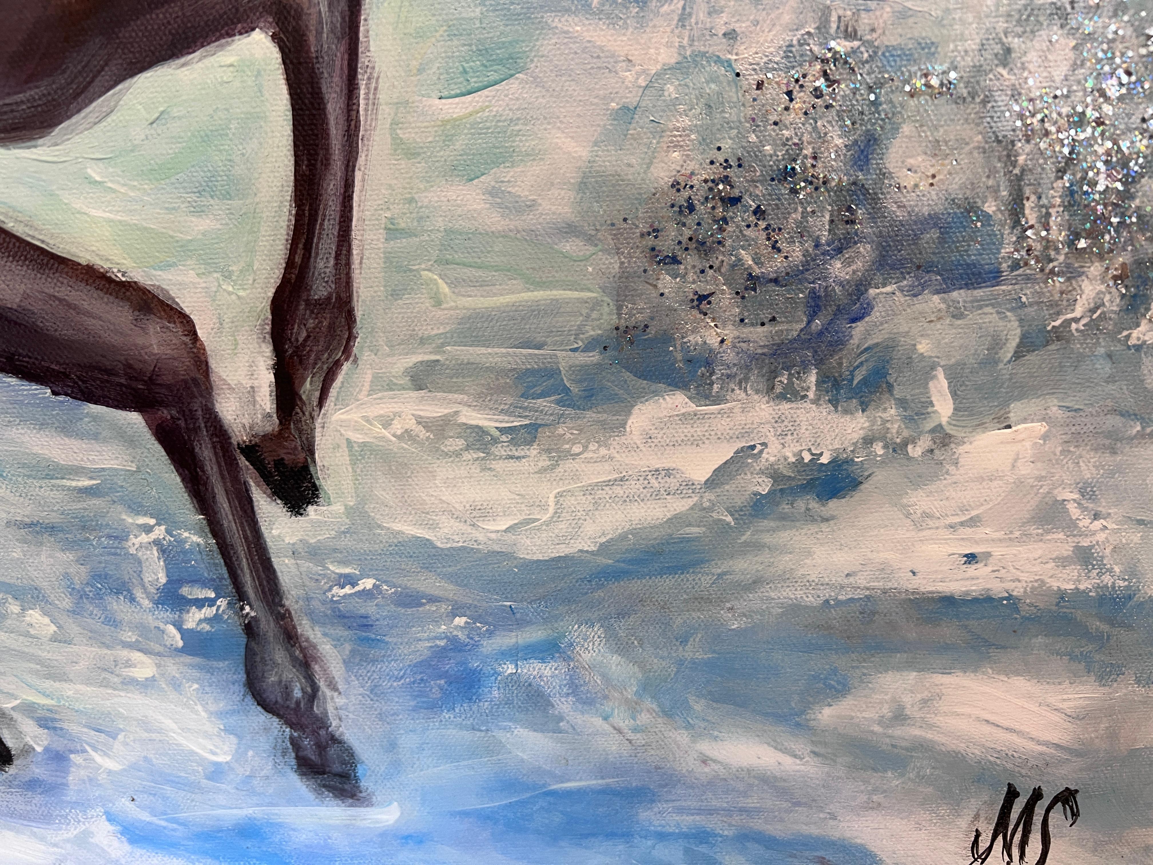 Winter Troika Ride – Original Oil Painting by Max Shekhter (b. 1938) Gold Frame For Sale 8