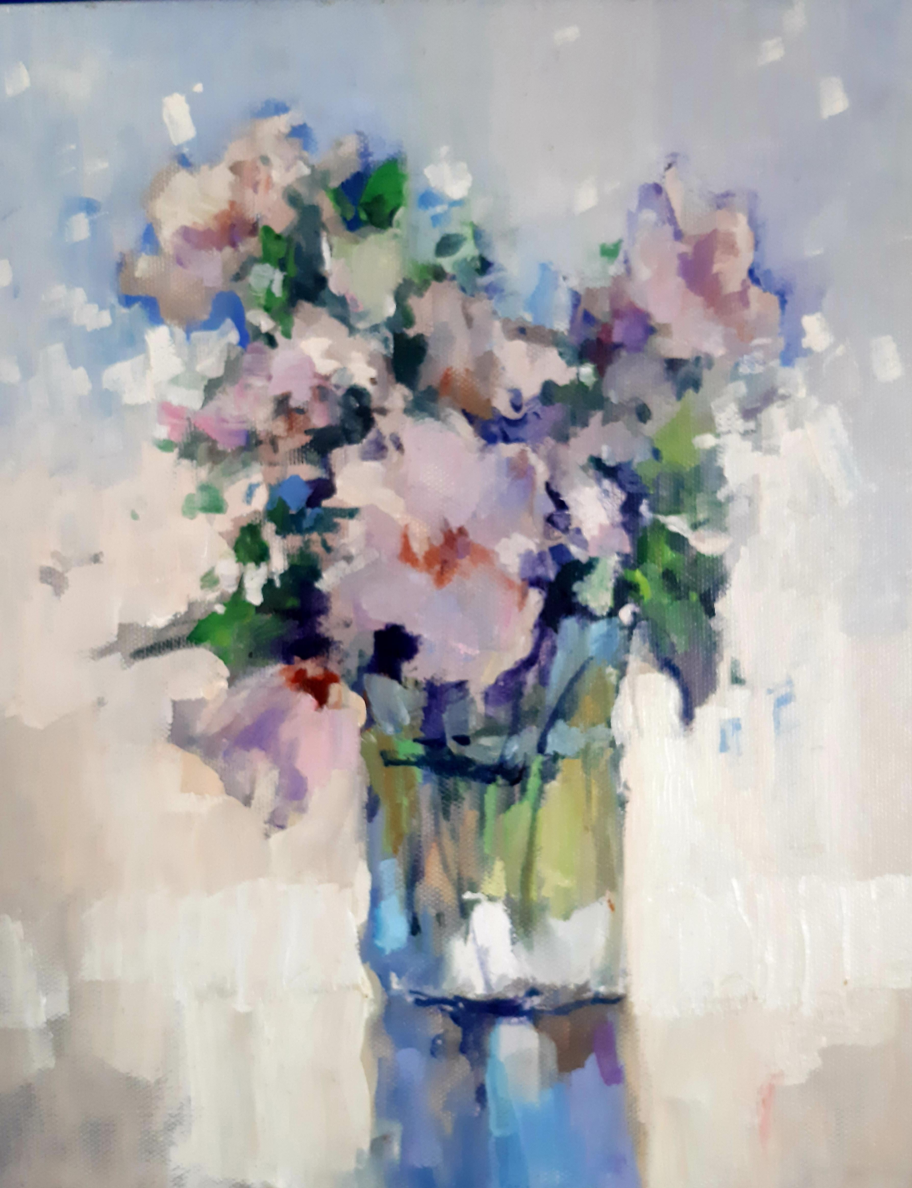 Still-Life Painting Max Skoblinsky  - délicat bouquet de fleurs Peinture d'intérieur abstraite à l'huile - Modern Impressionniste