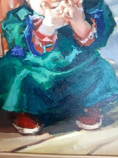 "Emotions of Crossed Fingers"  Portrait of Asia Girl Oil painting on canvas