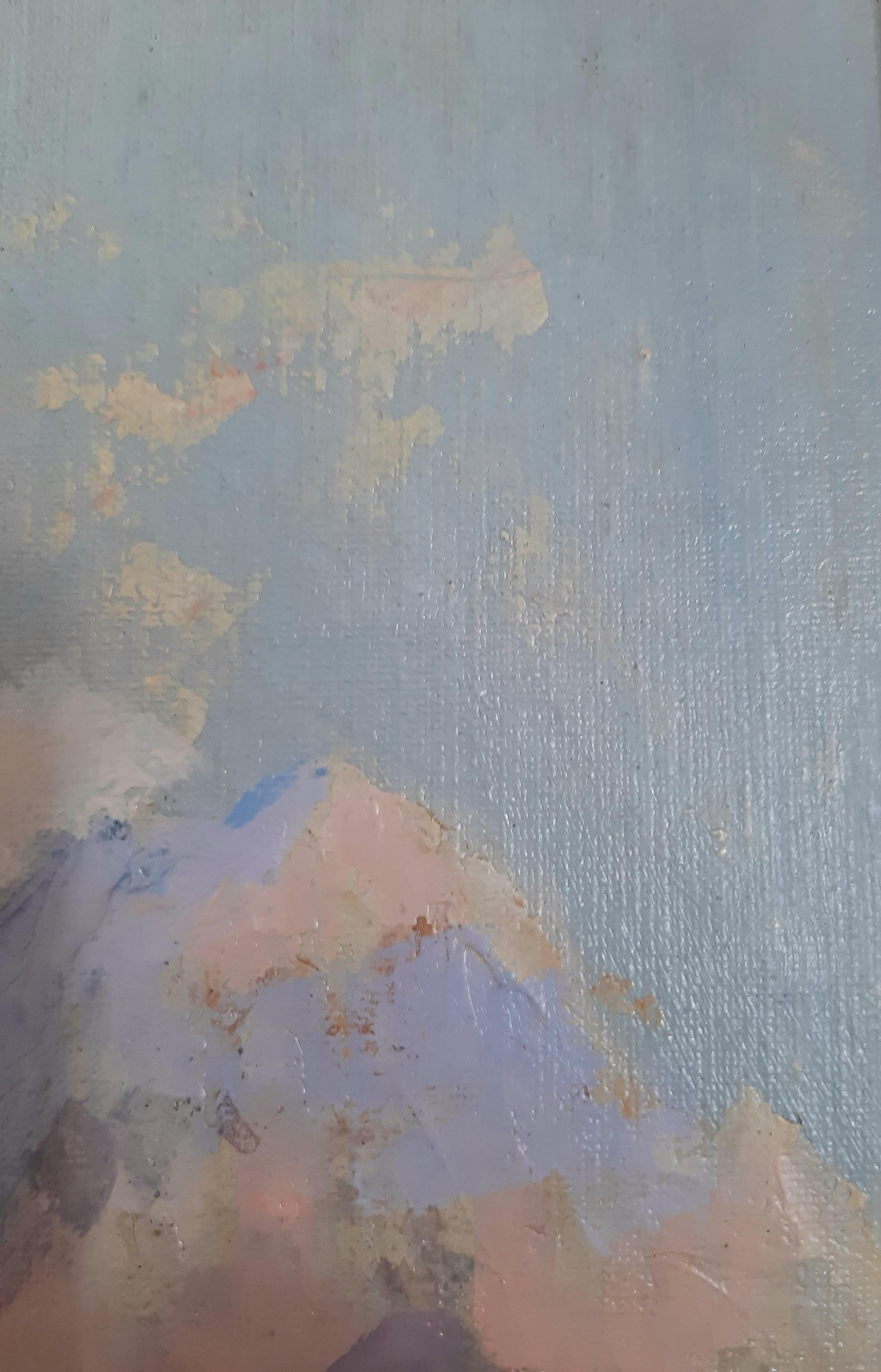 Harmony Peaks: White Church Alpine Mountains. Impressionist Landscape Oil For Sale 2
