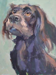"Silent Devotion: The Wordless Gaze of a Dog." animal art.Print on Canvas 