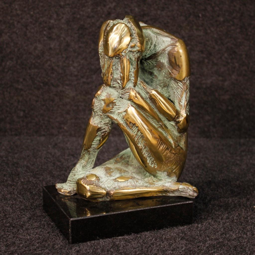 Sculpture de figure féminine italienne moderne Max Squillace en bronze et marbre, 2001 Bon état à Vicoforte, Piedmont