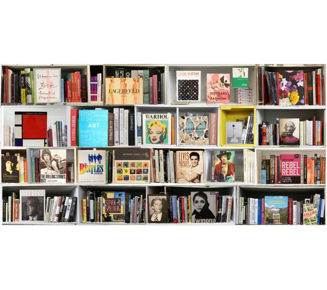 RAFF - AC (ed# 1/5) Art&Music BookScape by Max Steven Grossman 

In his photographic series of "Bookscapes" the assembled libraries only exist in his photographs.  From photos of different bookshelves, he reorganizes them into a creative digital