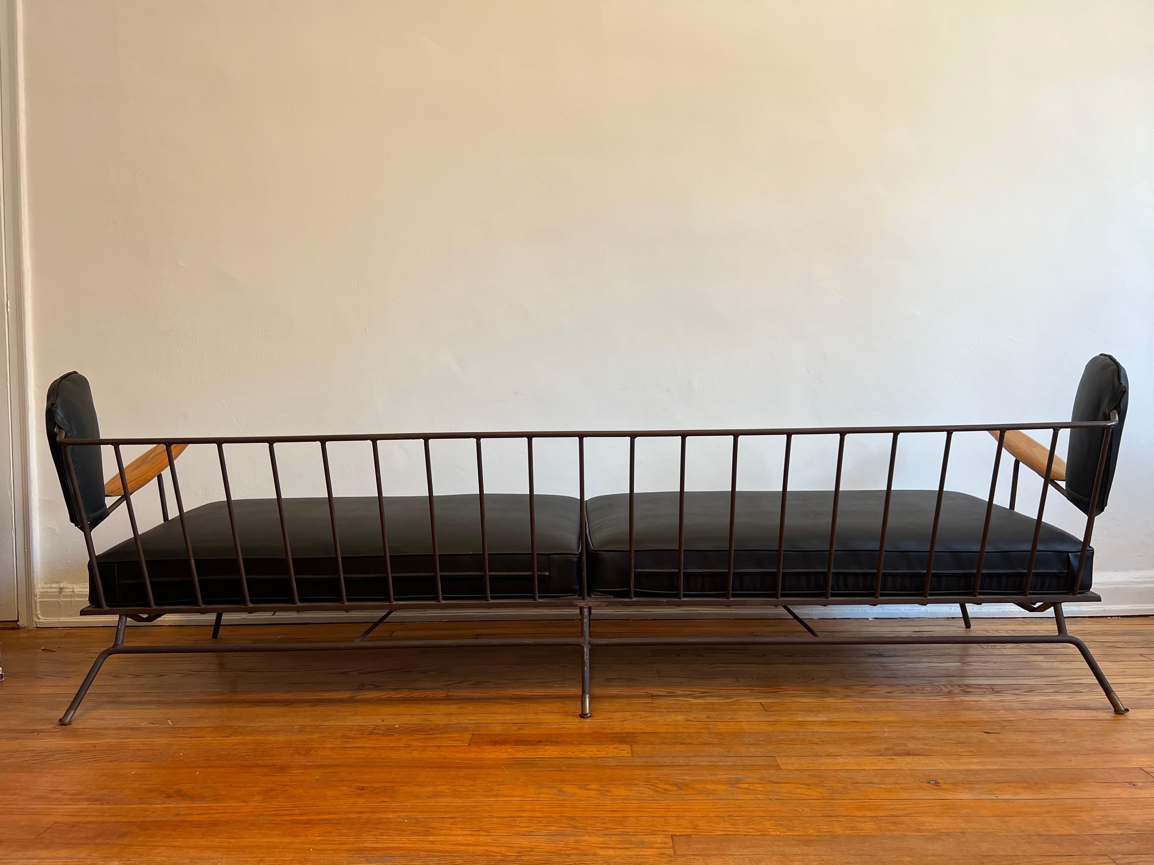 Max Stout Metal and Leatherette Black Sofa For Sale 3