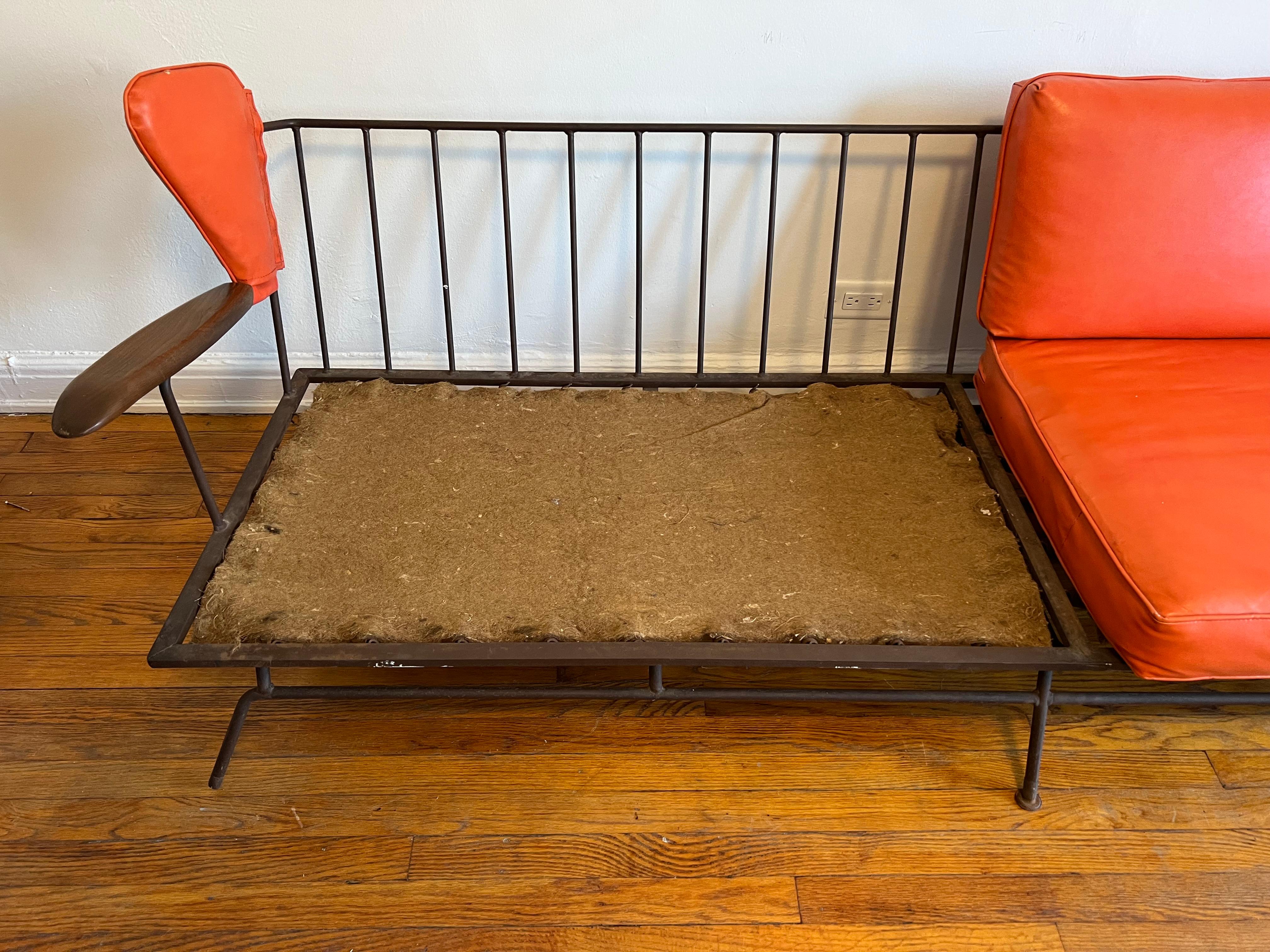 Max Stout Metal and Naugahyde Orange Sofa For Sale 2