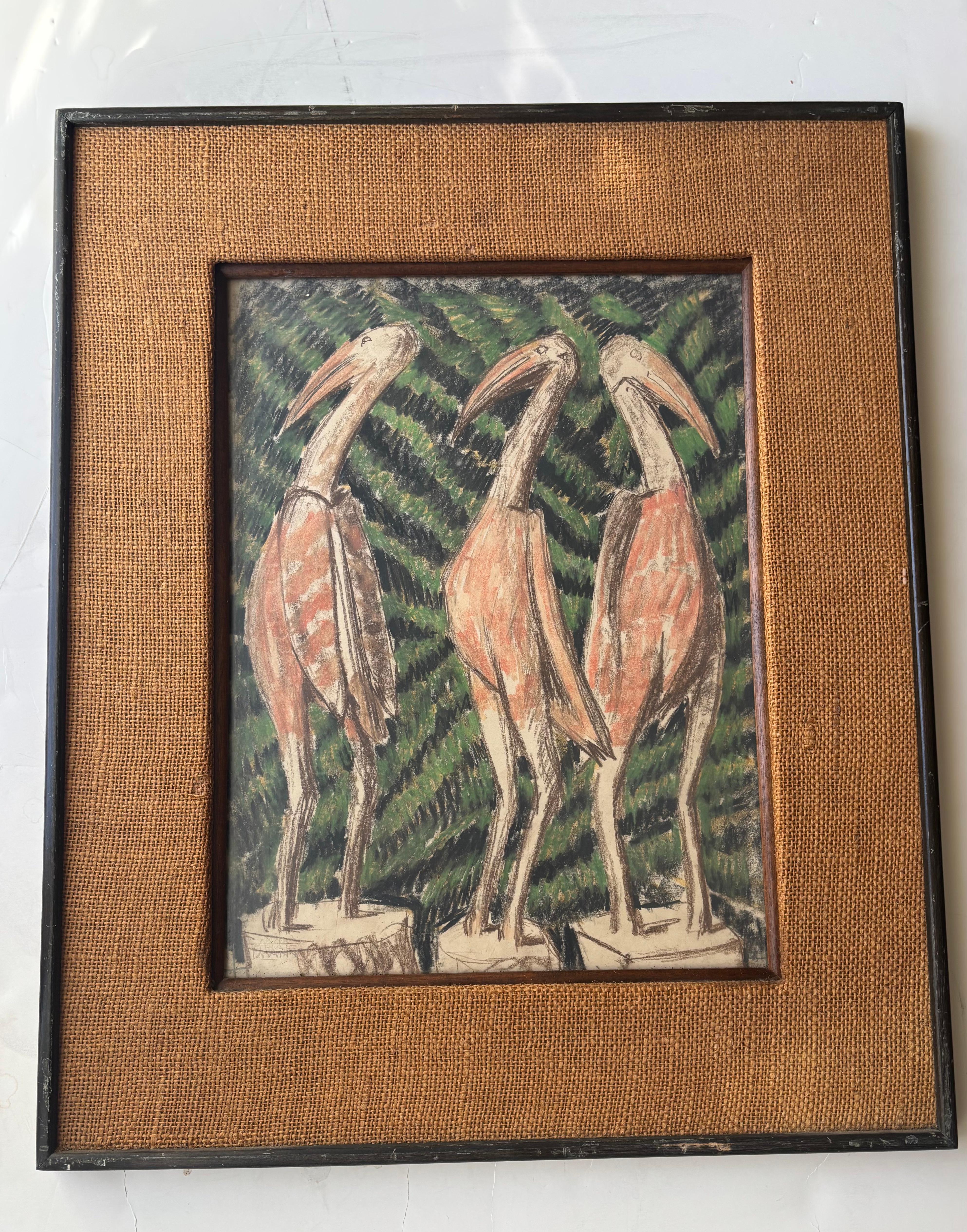 Max Thalmann  Pastello . pittura / disegno . Incorniciato e firmato LL . in vendita 3