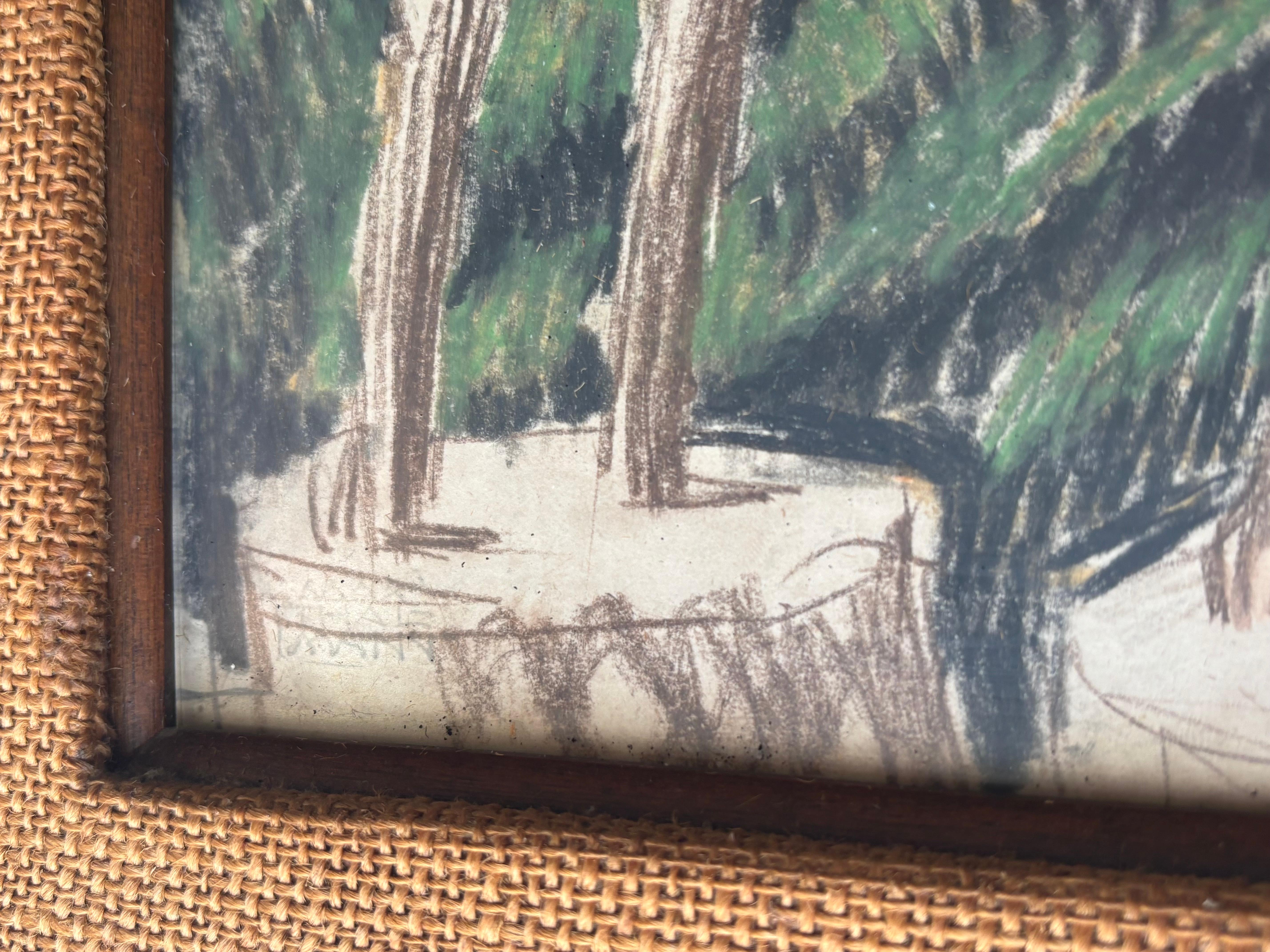 Tedesco Max Thalmann  Pastello . pittura / disegno . Incorniciato e firmato LL . in vendita