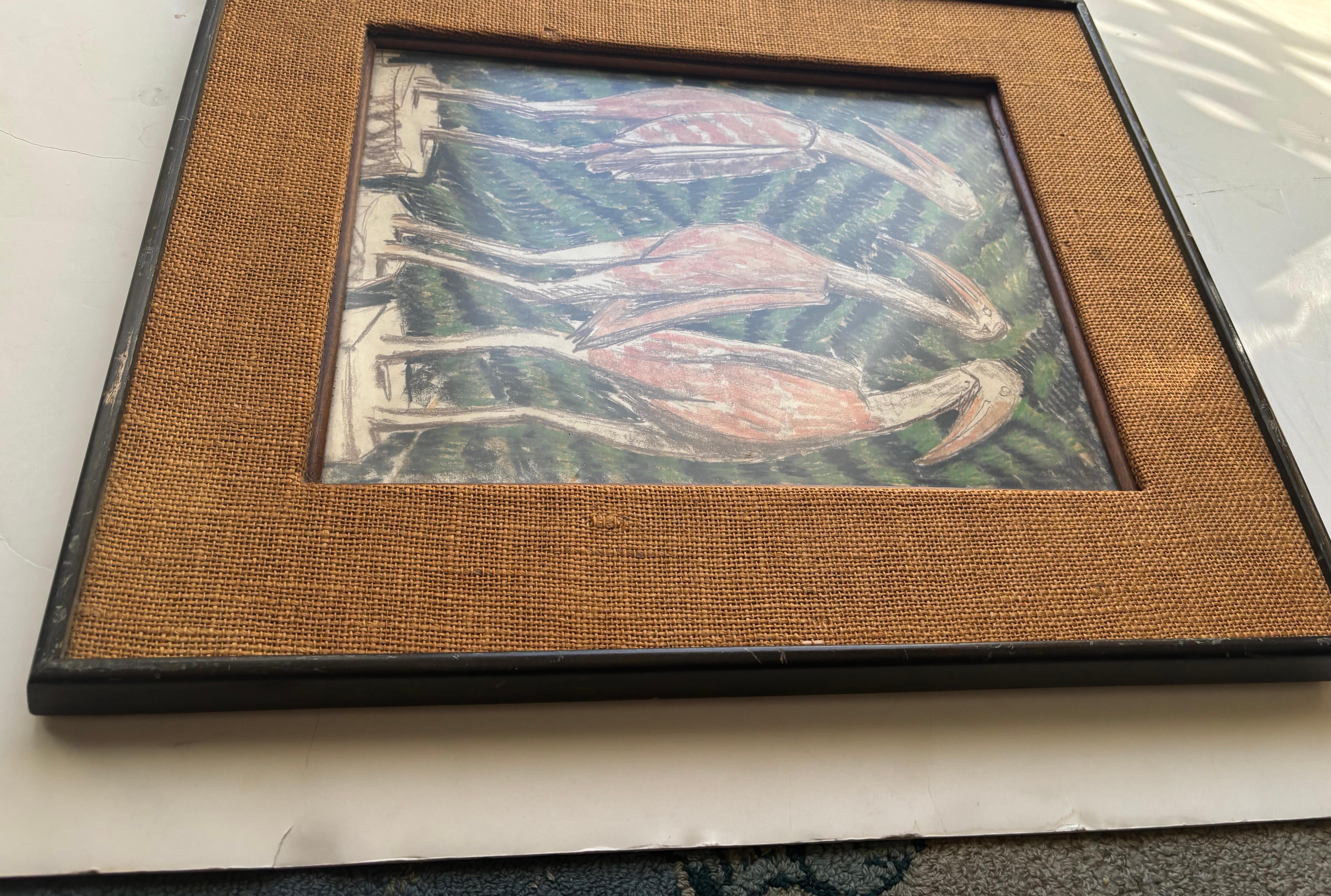 Max Thalmann  Pastello . pittura / disegno . Incorniciato e firmato LL . In condizioni buone in vendita a Los Angeles, CA