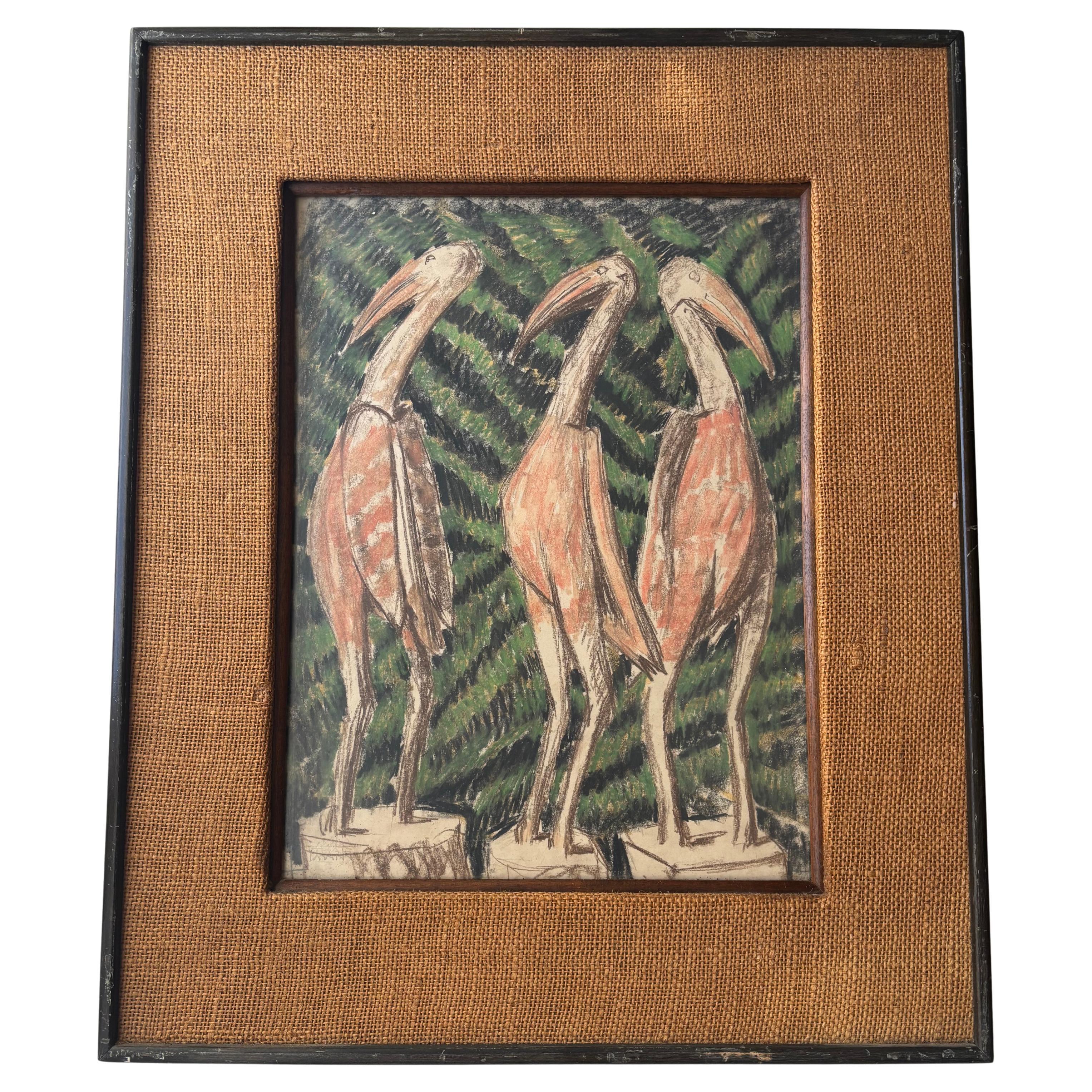 Max Thalmann  Pastello . pittura / disegno . Incorniciato e firmato LL .