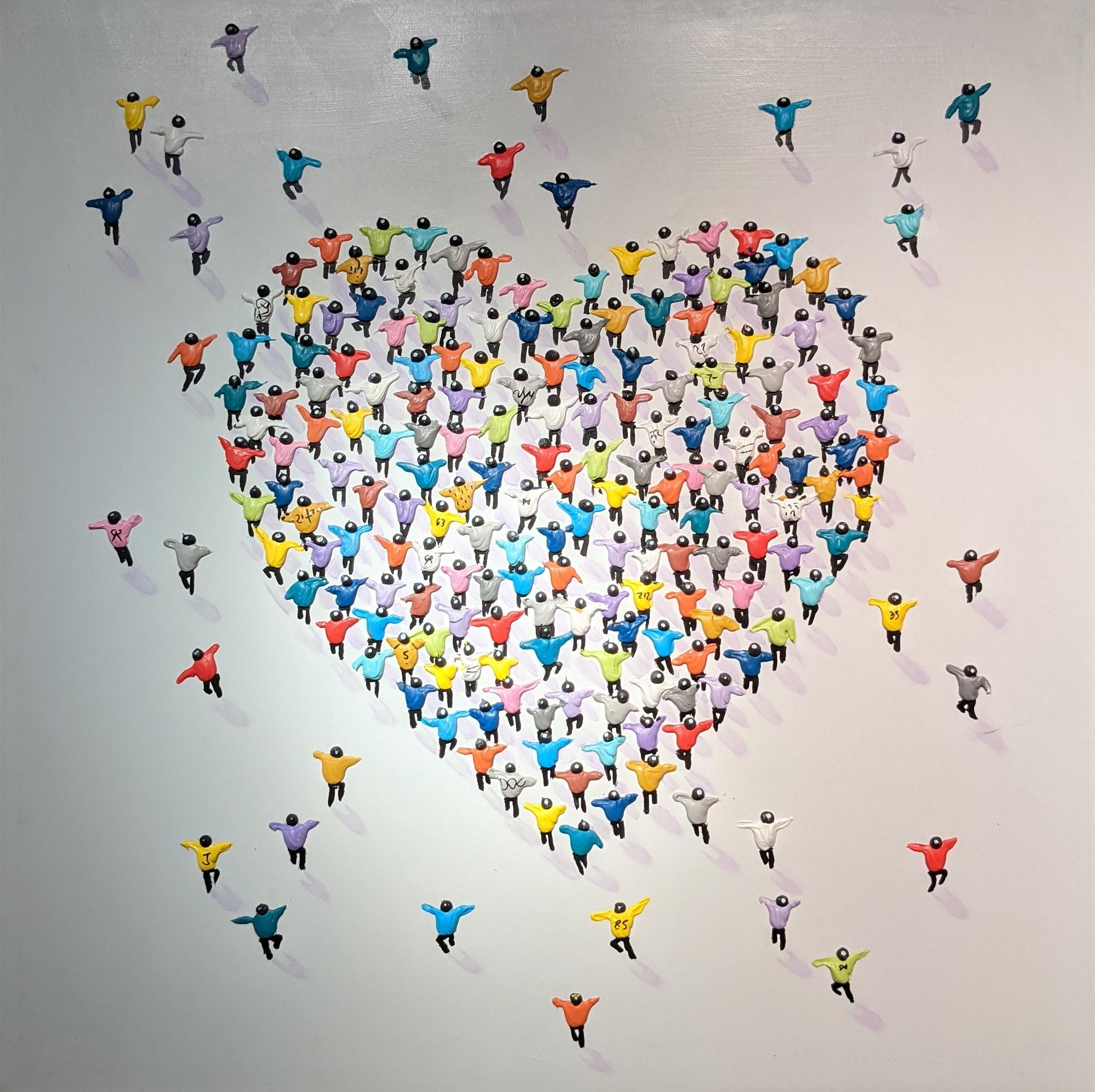 Figurative Painting Max Todd - « All Of my Heart », peinture figurative contemporaine colorée en 3D, danse, amour