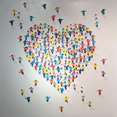 'All Of my Heart' Contemporary 3D Colourful figurative painting of people