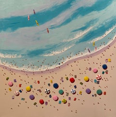 'Beach Fun' Contemporary 3D Colourful Painting of the beach, sea and surf