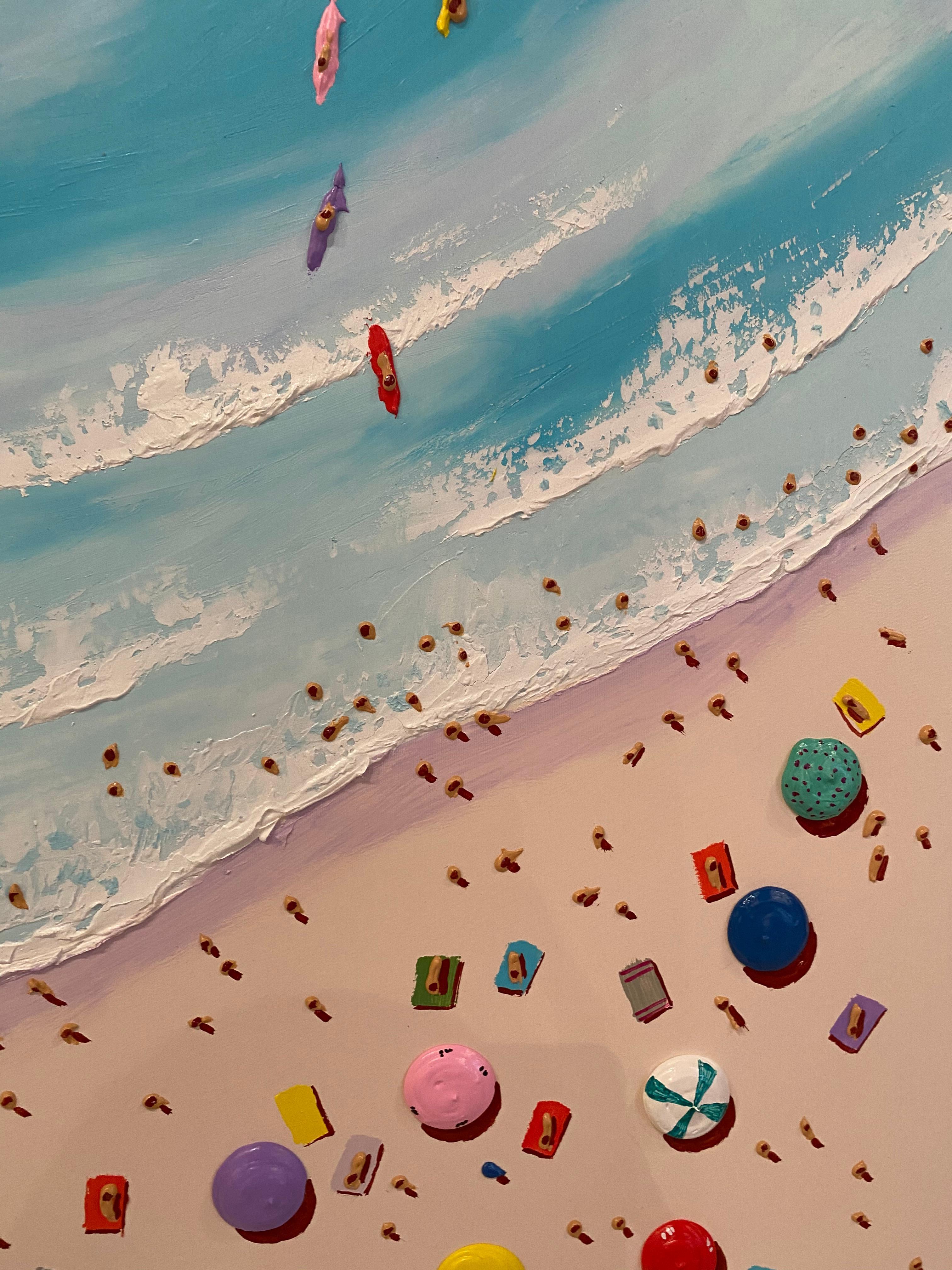 'Fun in the Sun' is a fun and vibrant piece that just pops off the wall. It is extraordinarily unconventional and sure to inspire conversation. 'Fun in the Sun' is part of a series of works indulging in the joy of a day at the beach. 

Max Todd uses