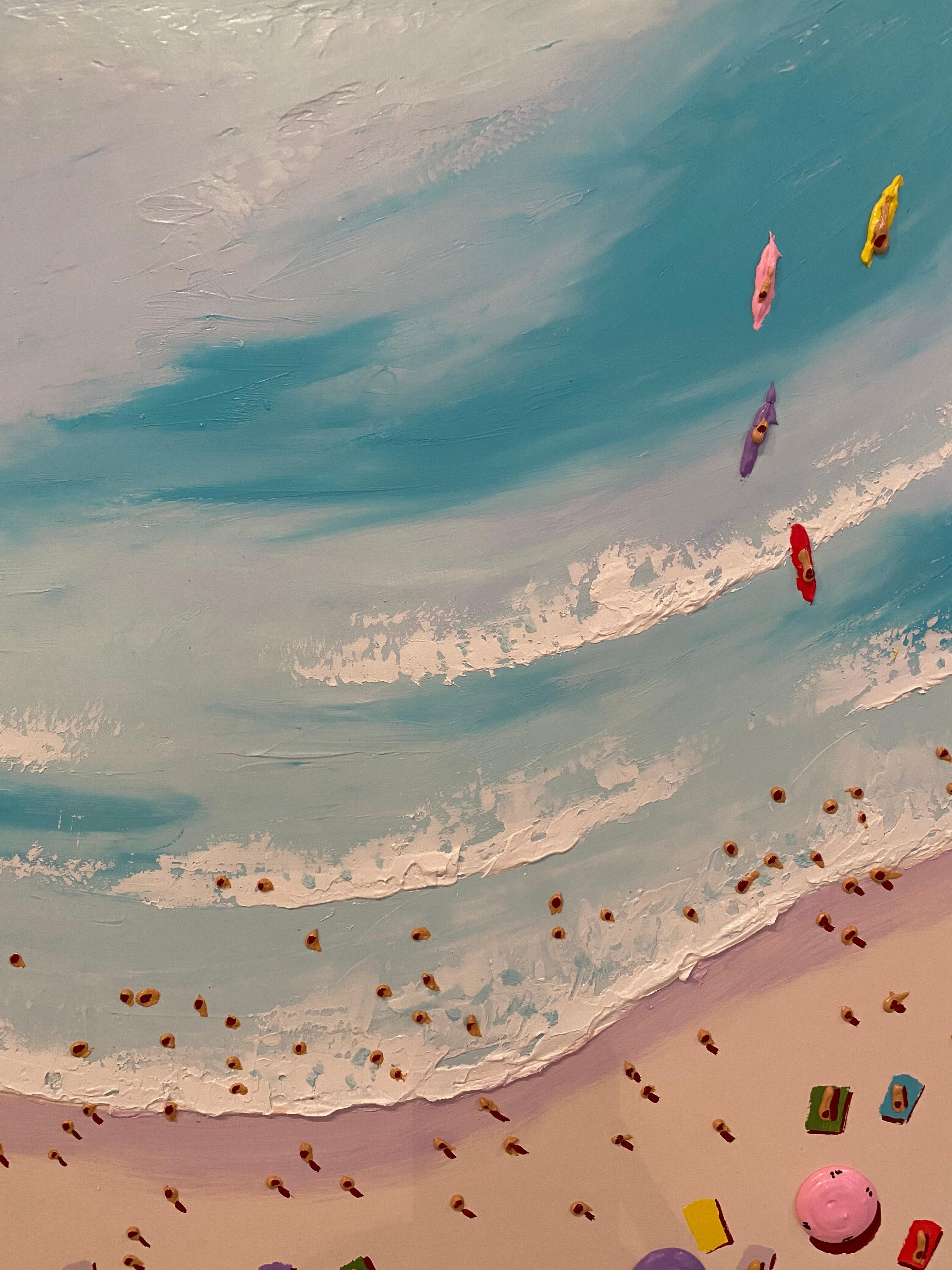 Contemporary 3D Colourful Beach Scene Painting 'Fun in the Sun' by Max Todd  1