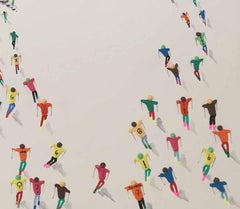 Contemporary Alpine Landscape 3D painting 'Ski Lessons' by Max Todd