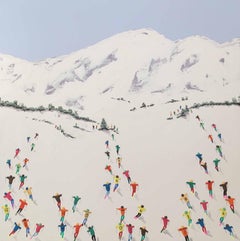Contemporary Alpine Landscape 3D painting 'Ski Lessons' by Max Todd