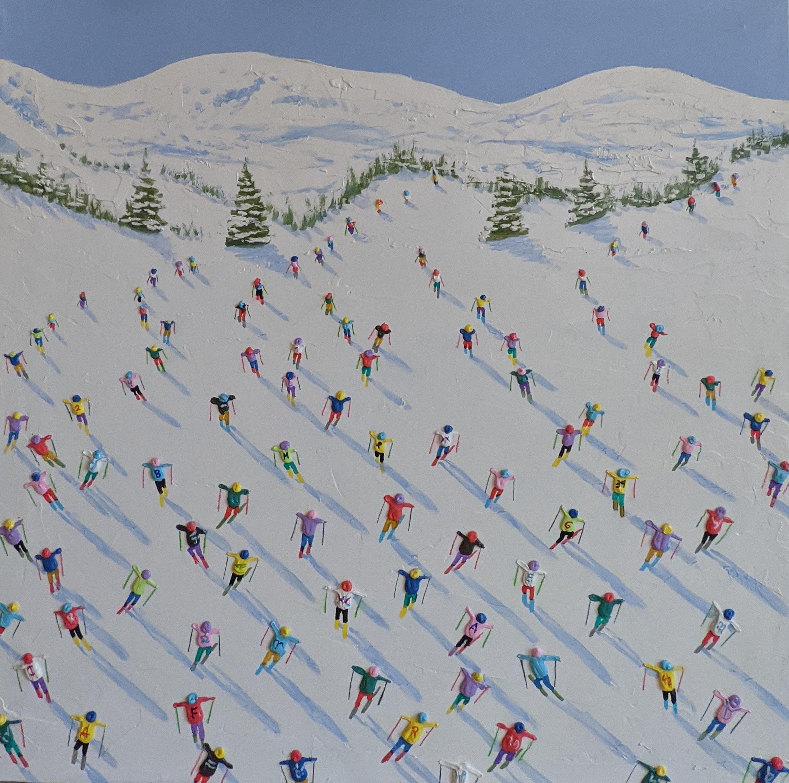 Max Todd Cross Country Skiing Contemporary Landscape Figurative Alpine 3d Snow Painting For Sale At 1stdibs