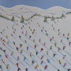 'Cross Country Skiing' Contemporary Landscape Figurative Alpine 3D snow Painting