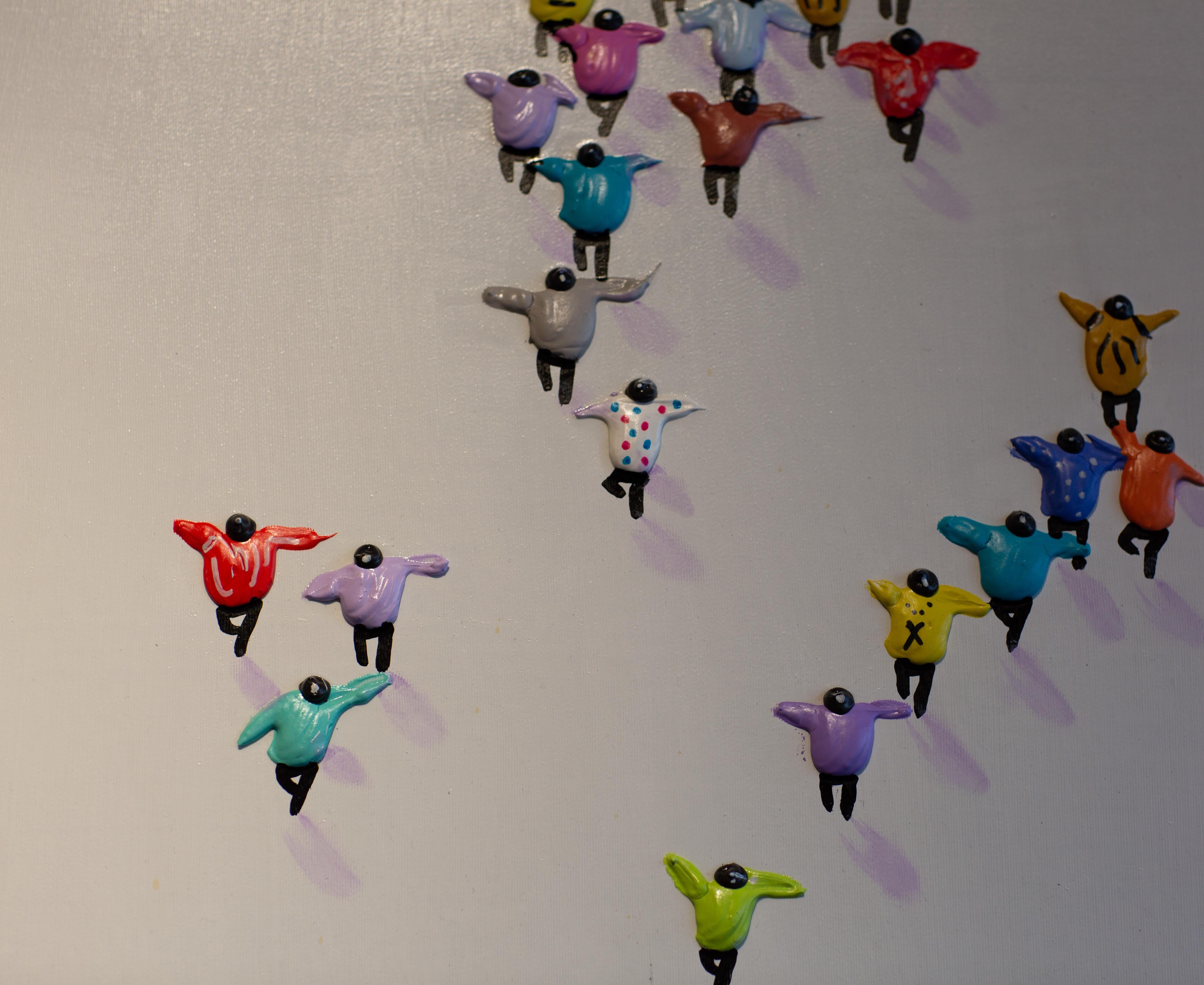 'Lets get it Together' by Max Todd is a fun and vibrant contemporary 3D painting of colourful figures dancing on white. Todd has created a work that is vibrant, colourful and bold!

Max Todd uses contemporary techniques to produce his works & the 3D