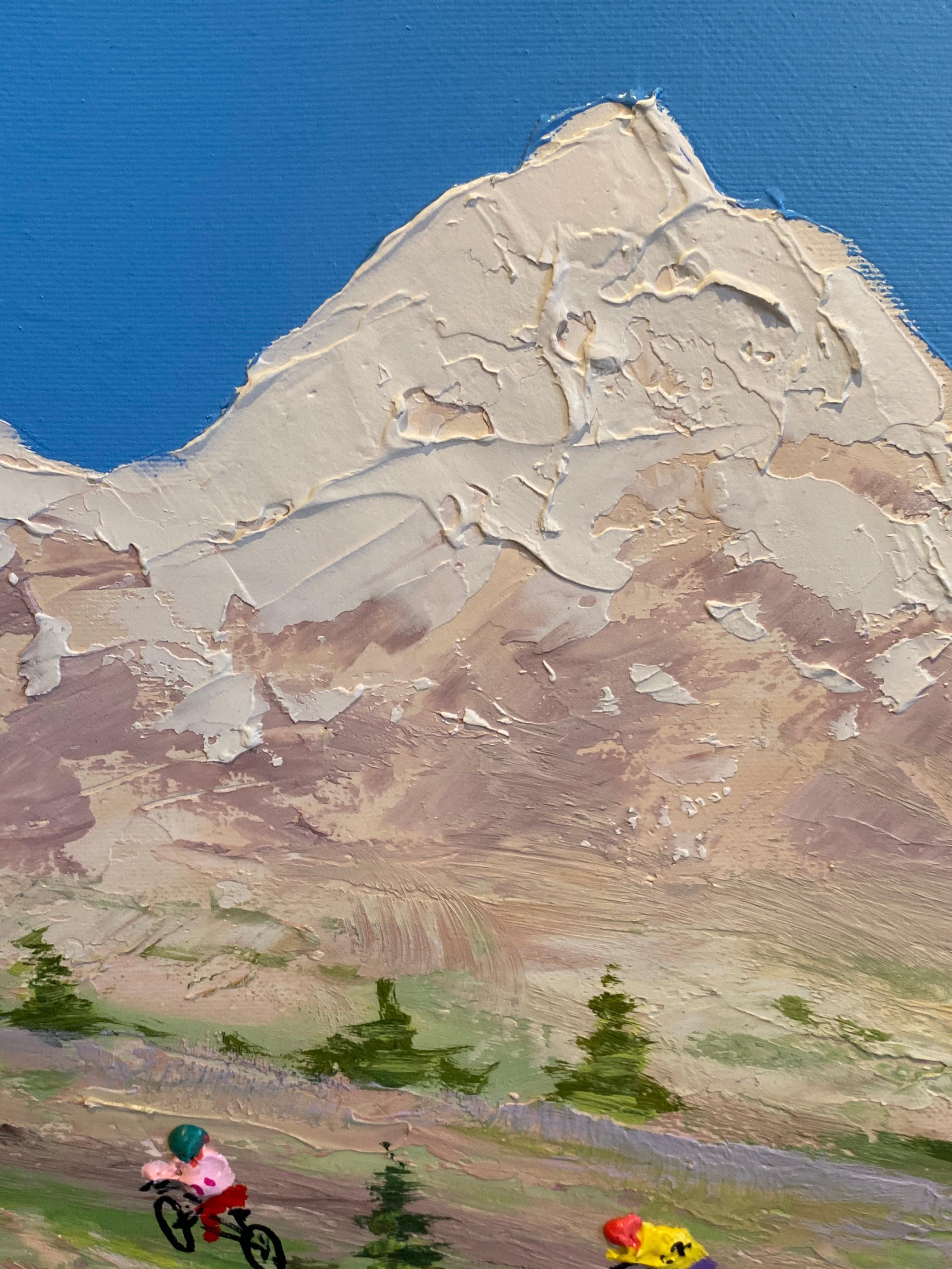 'Hors des sentiers battus' Peinture cycliste contemporaine de montagne en 3D - Painting de Max Todd