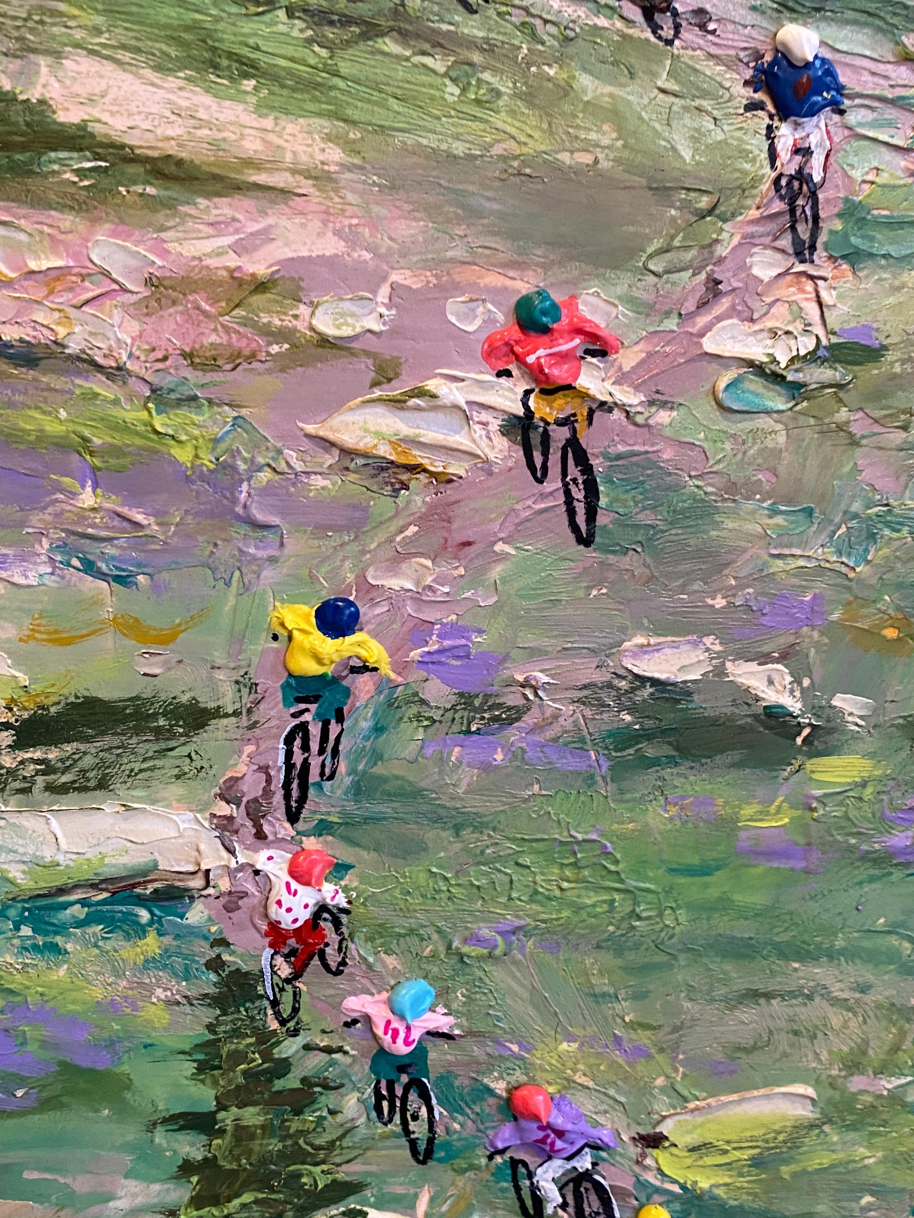 'Hors des sentiers battus' Peinture cycliste contemporaine de montagne en 3D - Contemporain Painting par Max Todd