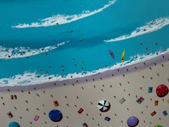 'On the Beach' Colourful 3D Contemporary landscape painting, sea, water, beach