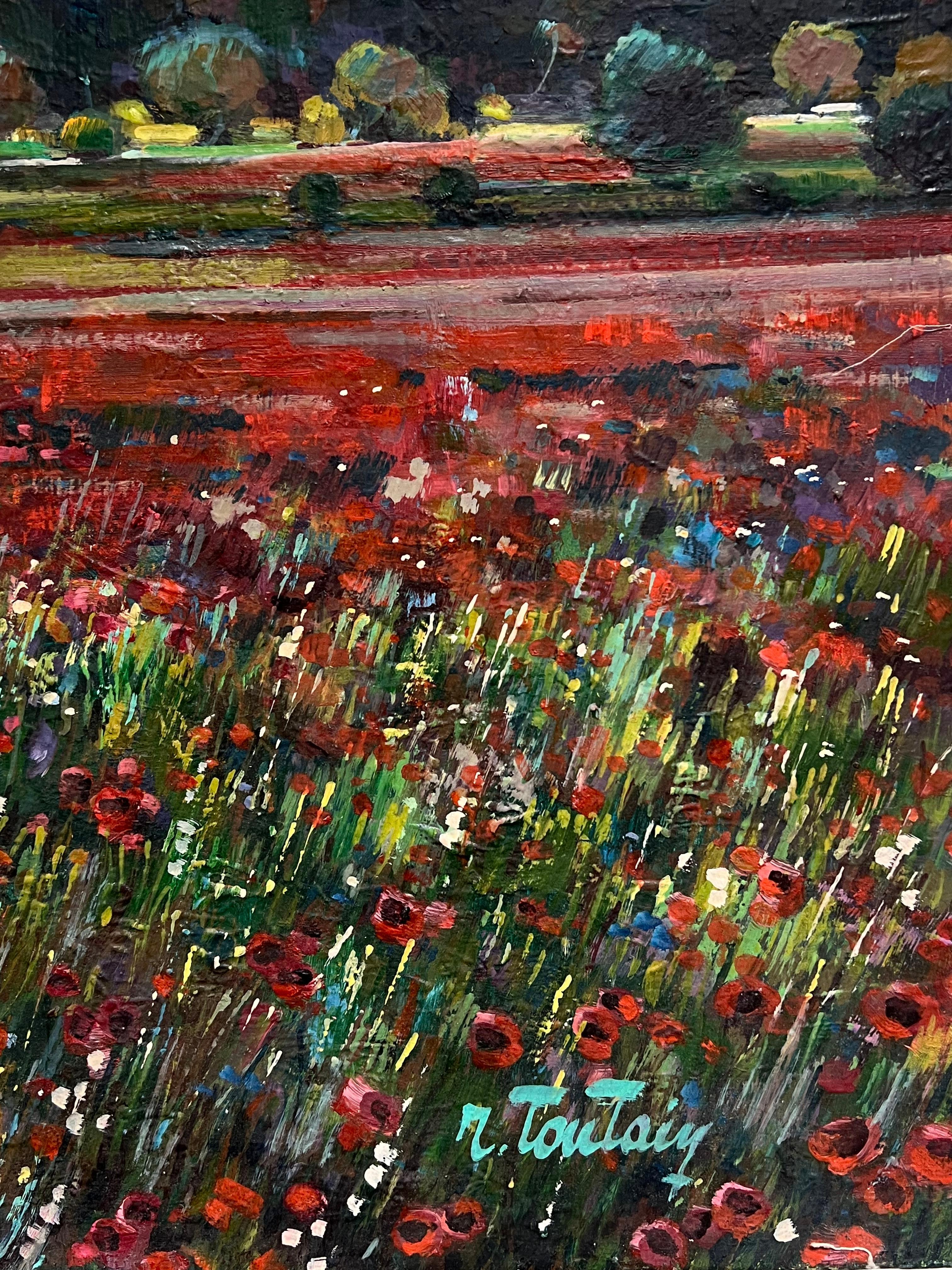 Campos de amapolas, Provenza
firmado por Max Toutain (1935-2006)
fechado e inscrito verso
pintura al óleo sobre lienzo, sin enmarcar
lienzo : 25,5 x 32 pulgadas
Procedencia: todos los cuadros que tenemos de este artista proceden de la finca del