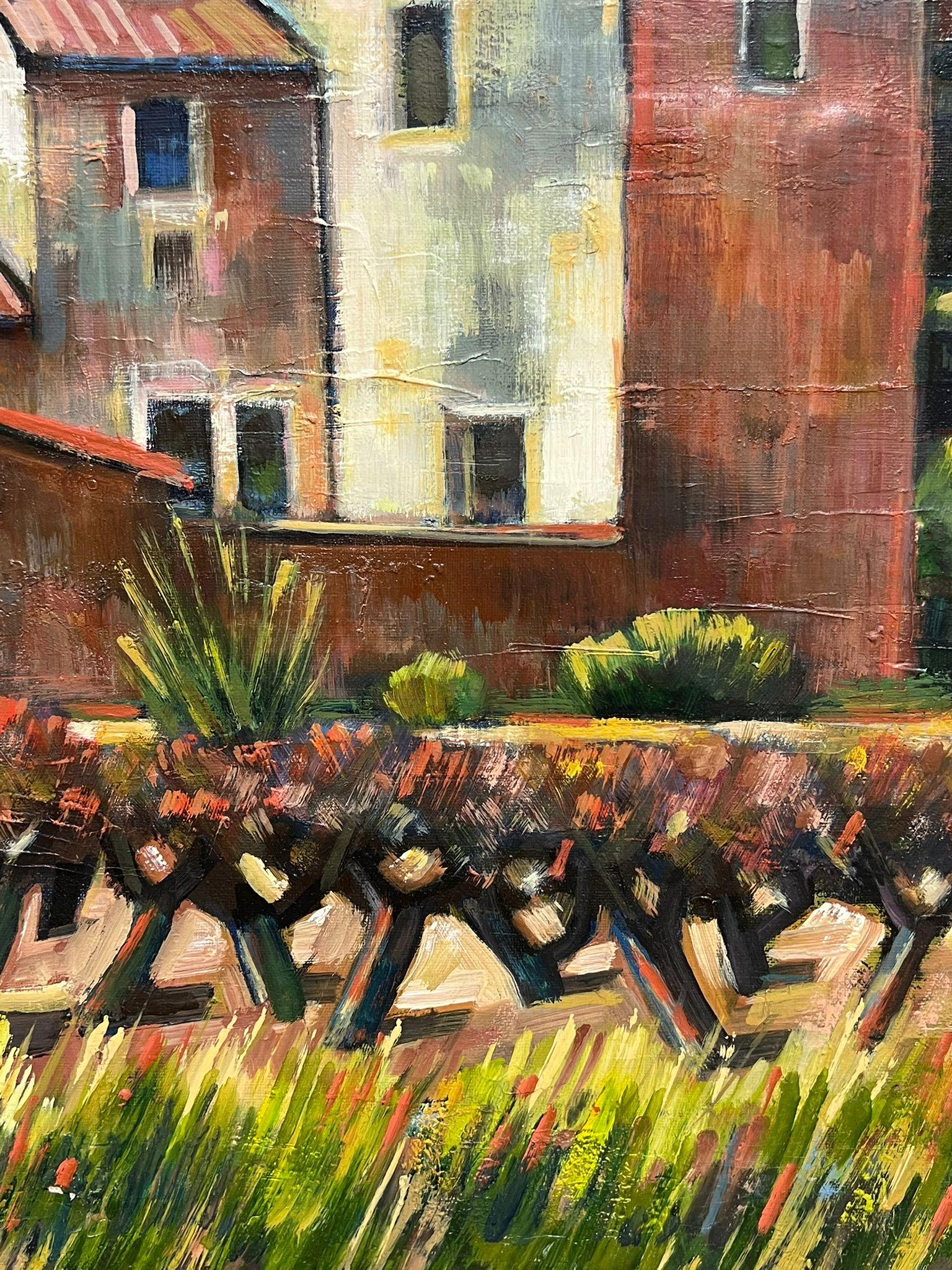 Siglo XX Óleo Modernista Francés Provenza Viñedo Antigua Casa Mas - Landscape Painting Negro de Max Toutain